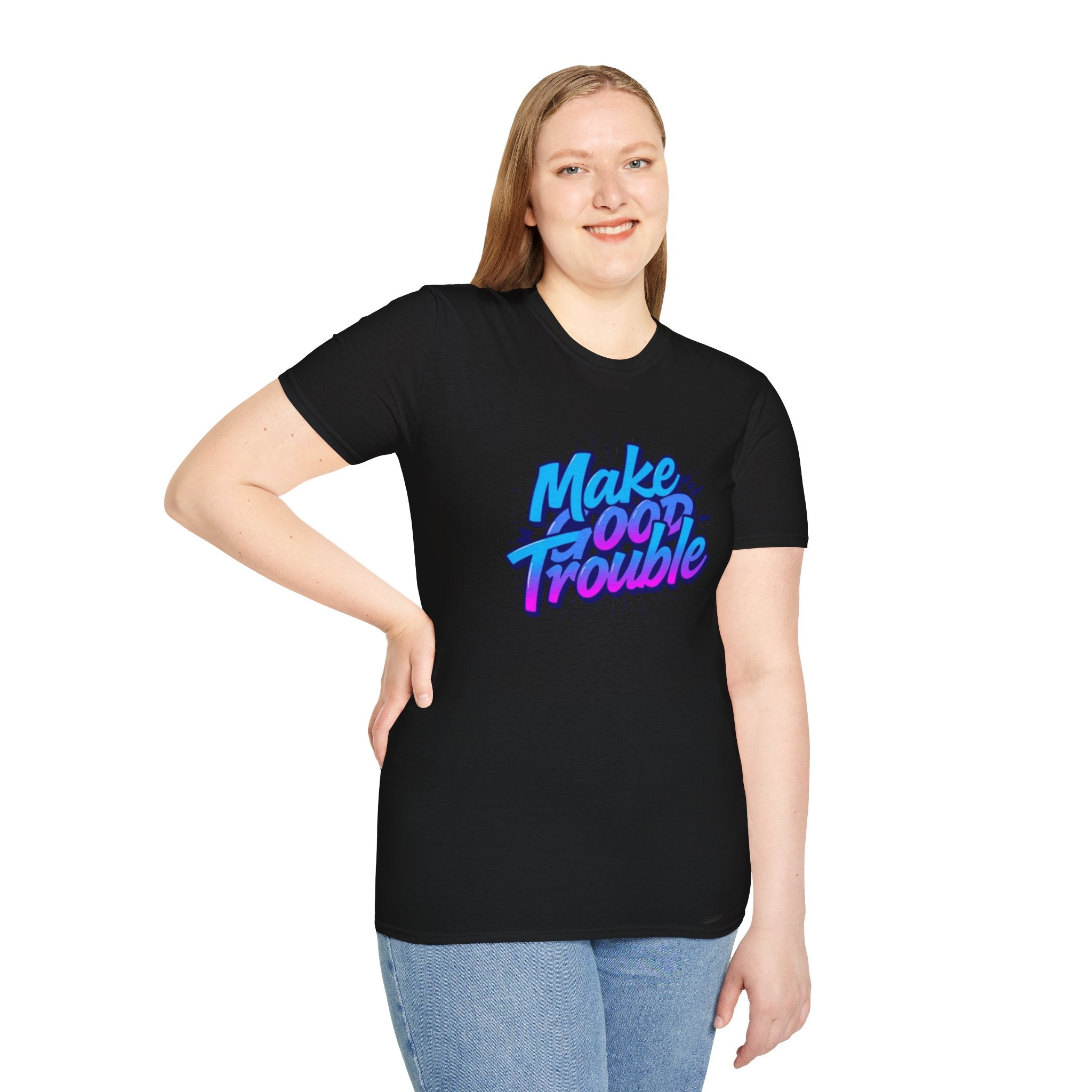 Make Good Trouble Blue Graphic Unisex T-Shirt - Fun & Bold Design for Everyday Wear