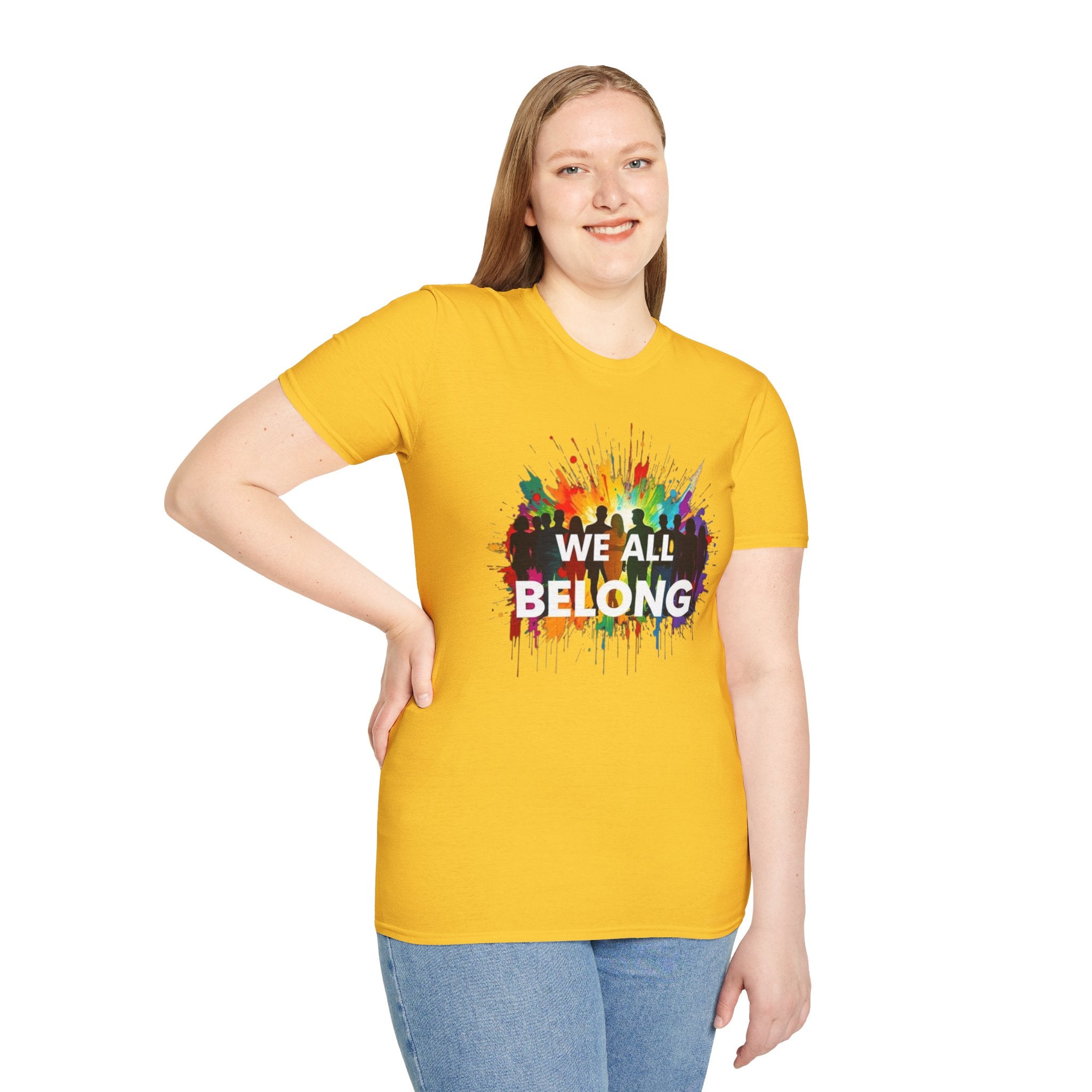 We All Belong Unisex Softstyle T-Shirt - Colorful Pride Tee