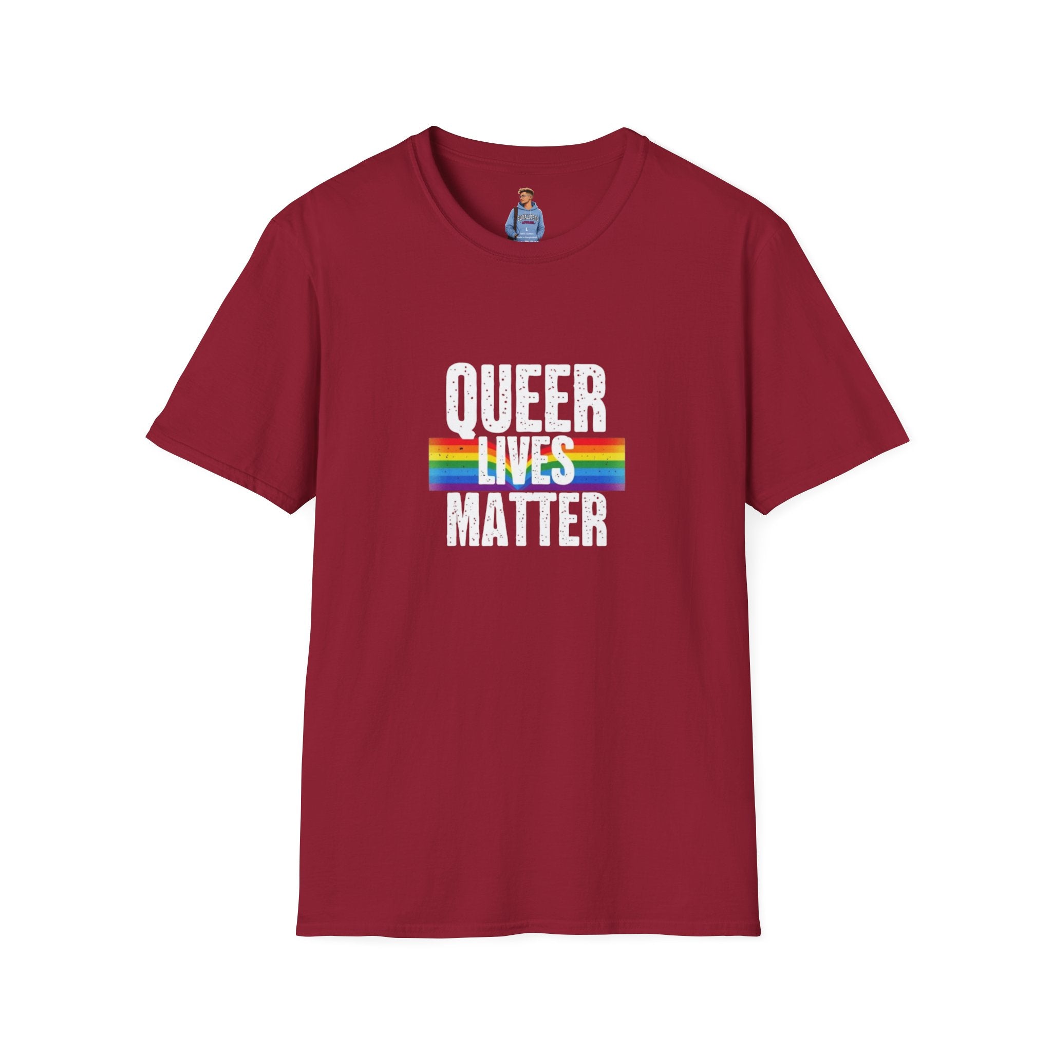 Queer Lives Matter Unisex Softstyle T-Shirt - Support LGBTQ+ Rights