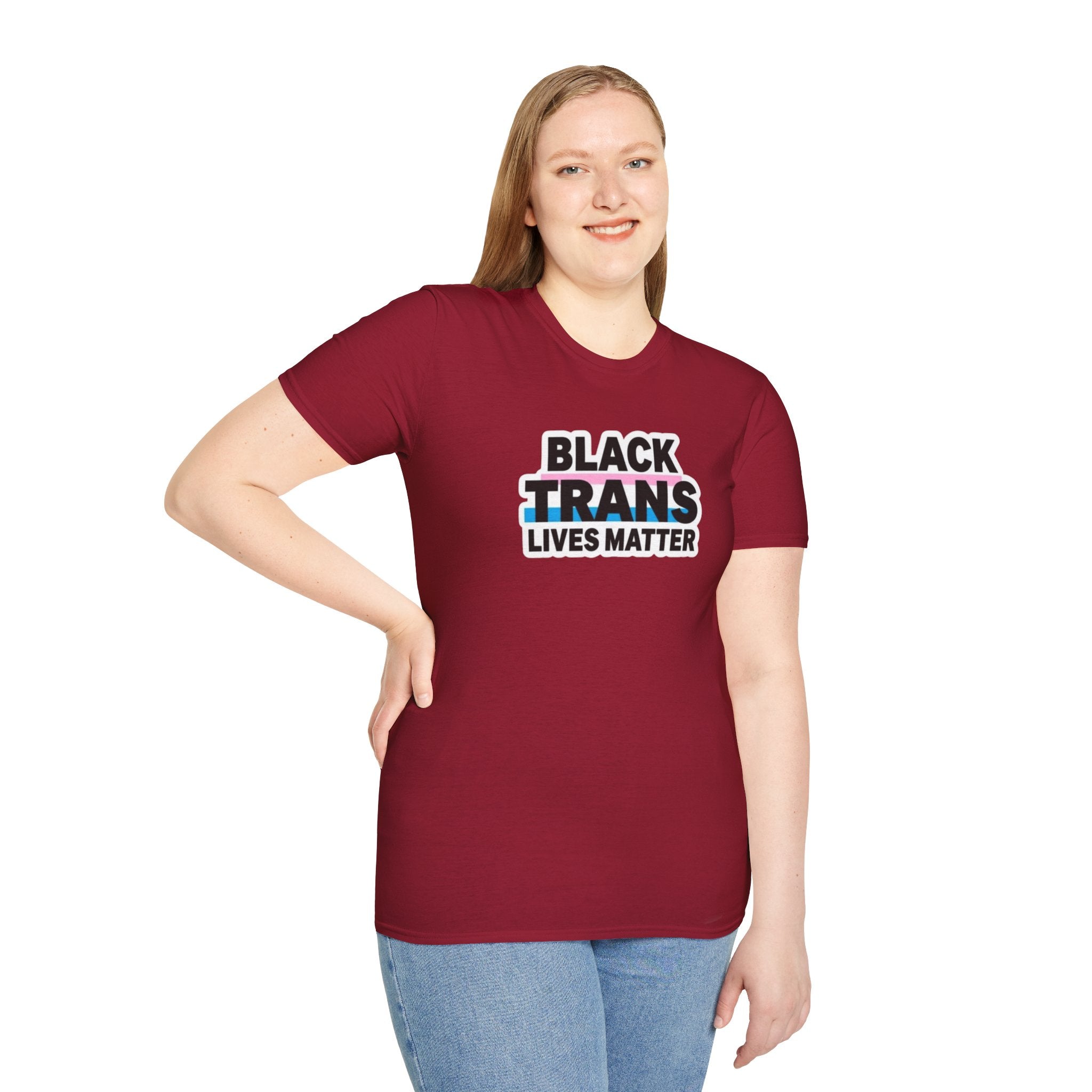 Unisex Softstyle T-Shirt - Black Trans Lives Matter Statement Tee