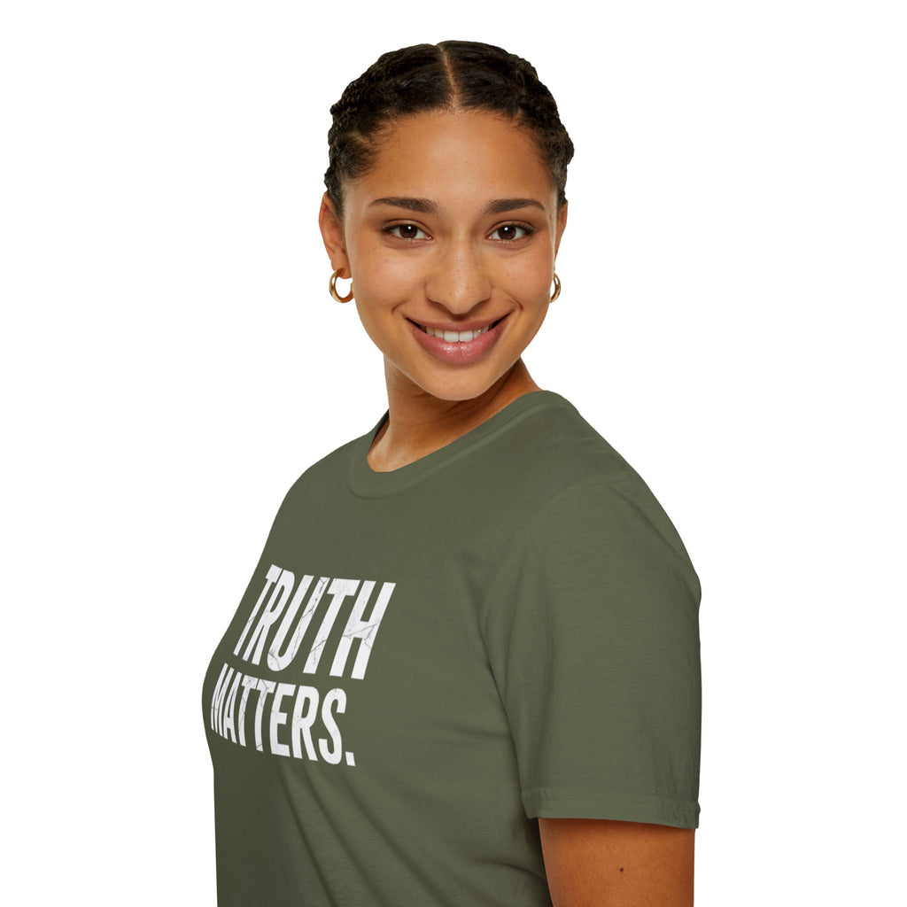 Camiseta unisex de estilo suave: camiseta con el lema "La verdad importa", ideal para activistas y uso diario.