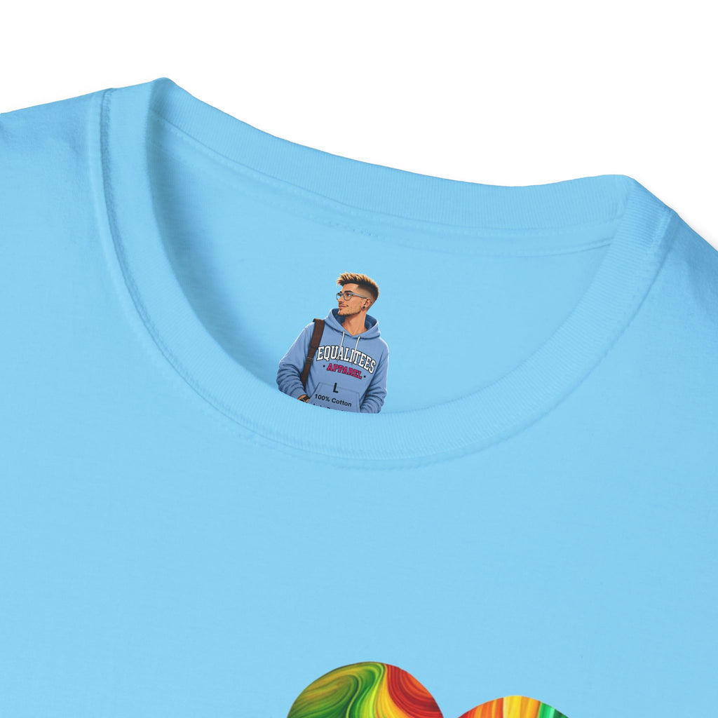 Camiseta unisex Softstyle - Diseño de corazón de orgullo con la frase 'La existencia es resistencia'