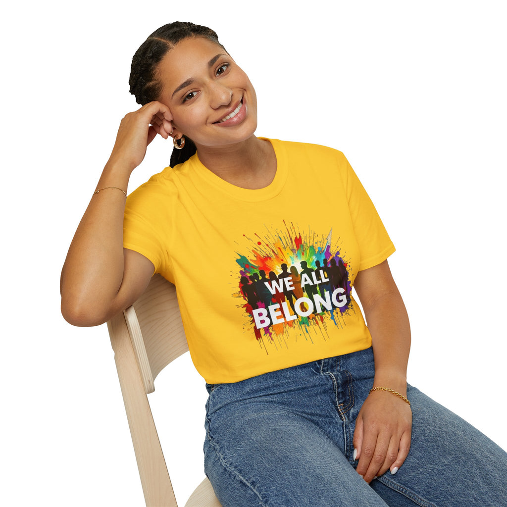 We All Belong Unisex Softstyle T-Shirt - Colorful Pride Tee