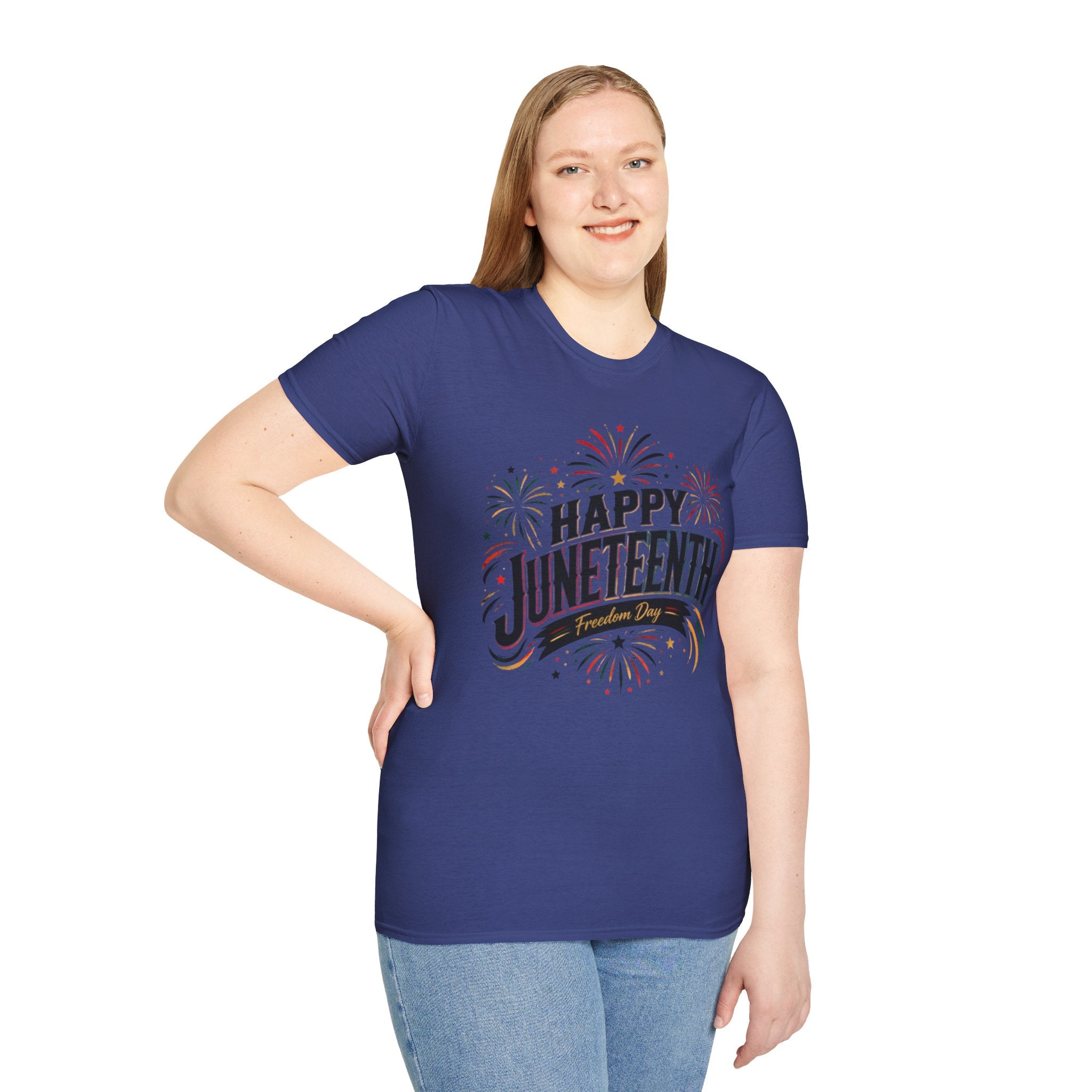 Juneteenth T-Shirt - "Happy Juneteenth" Fireworks Celebration Tee