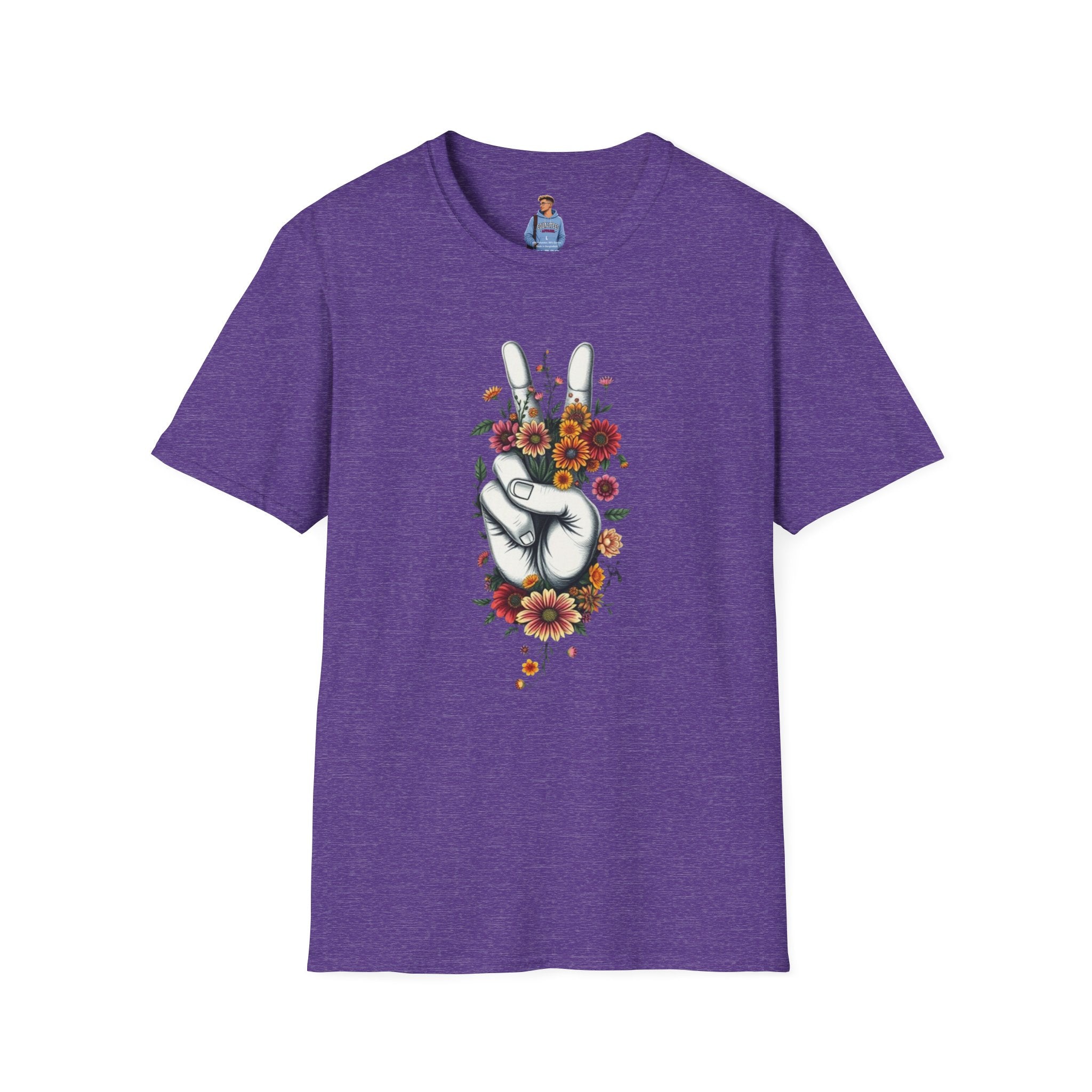Grow Peace Unisex Softstyle T-Shirt - Boho Inspiration, Perfect for Festivals and Everyday Wear