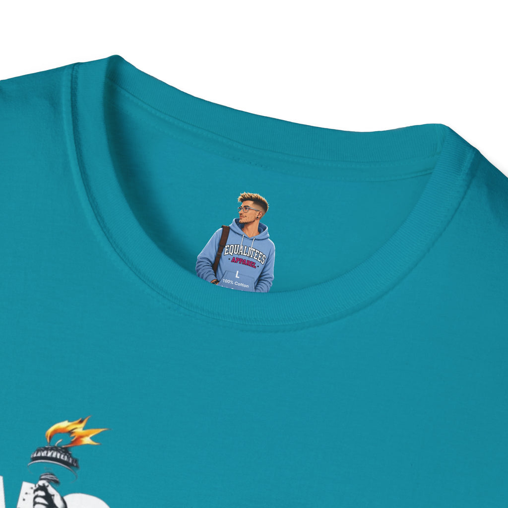 Camiseta unisex de estilo suave: camiseta gráfica con el lema "Nadie es ilegal" para defensores de la justicia social