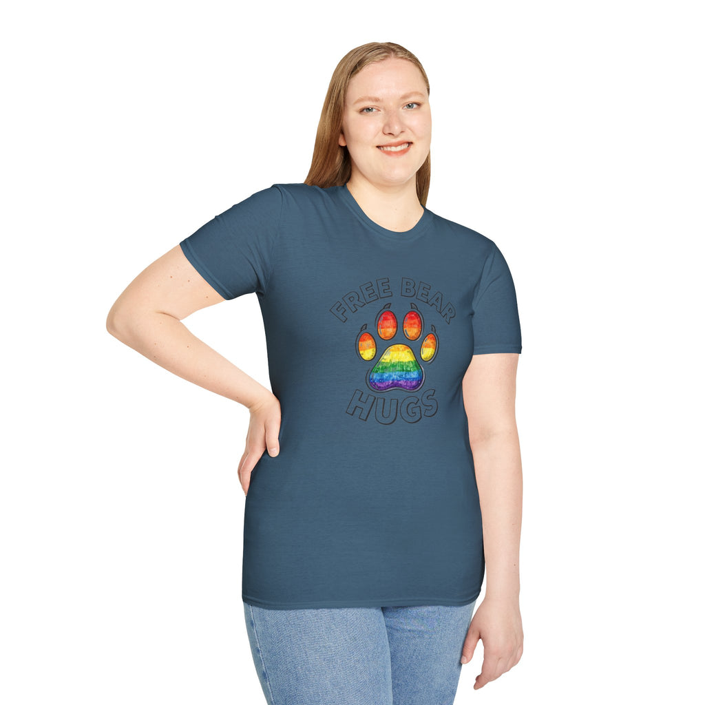 Free Bear Hugs Rainbow Paw T-Shirt