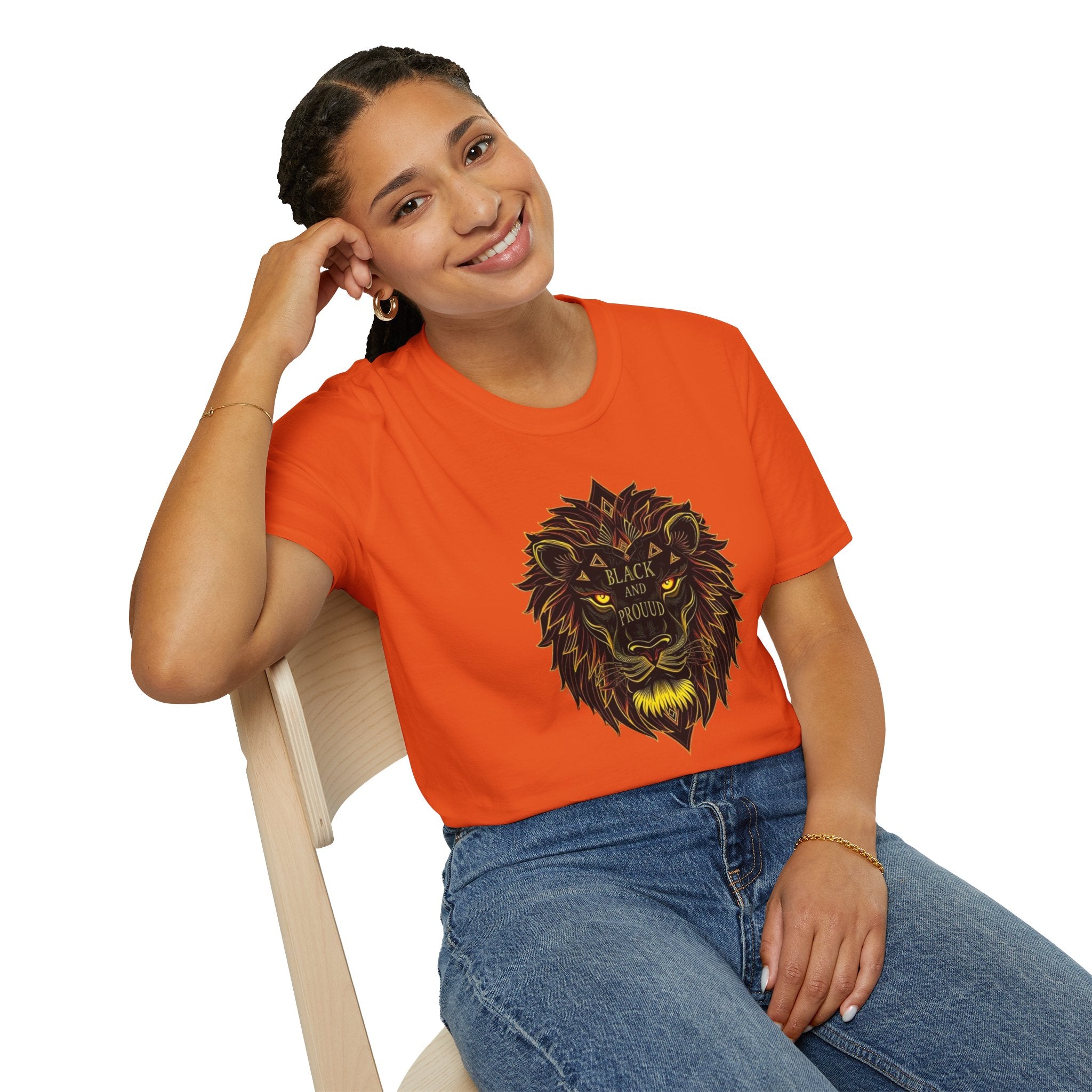 Black & Proud Lion Softstyle T-Shirt - Unisex Graphic Tee