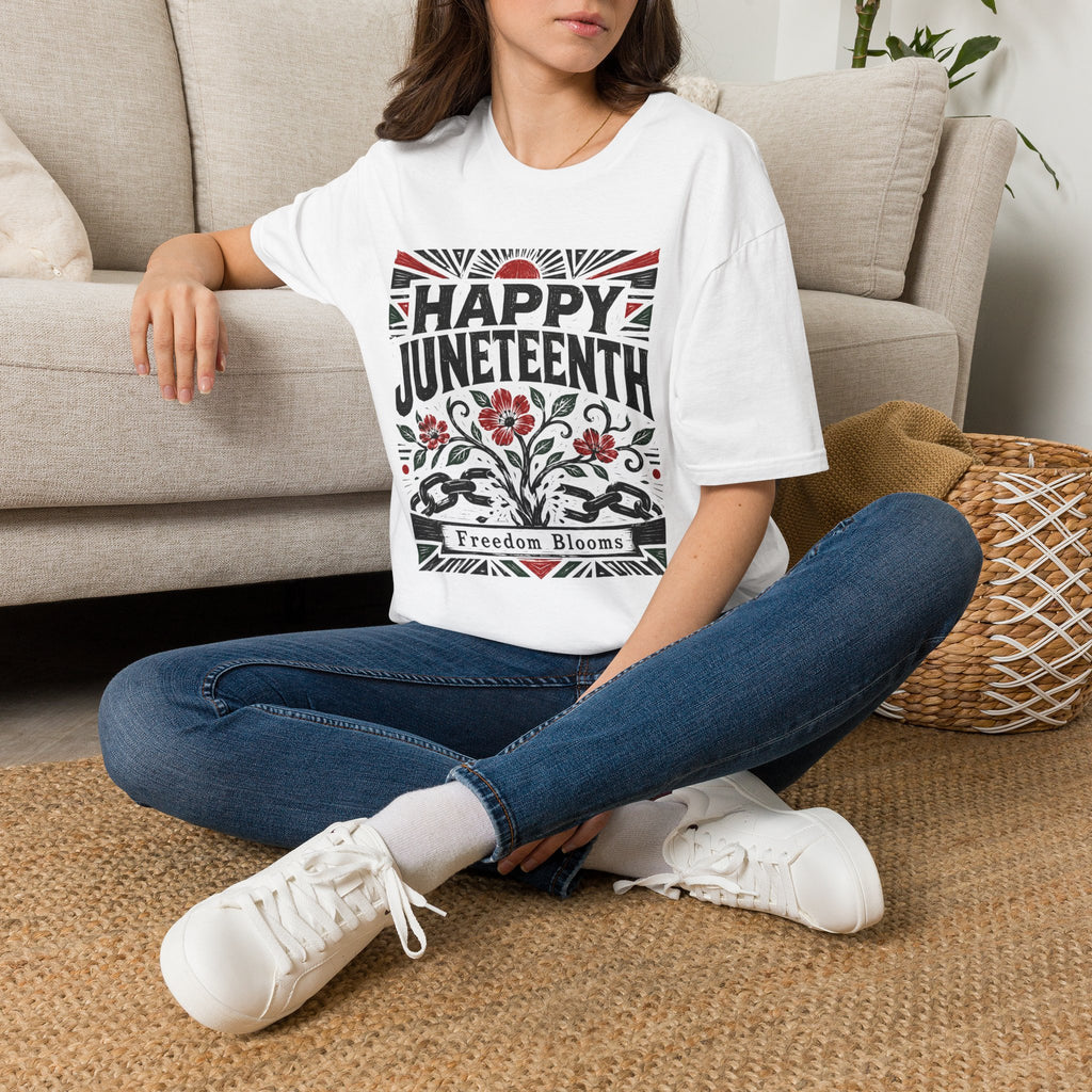 Juneteenth T-Shirt — "Happy Juneteenth" Floral Freedom Tee