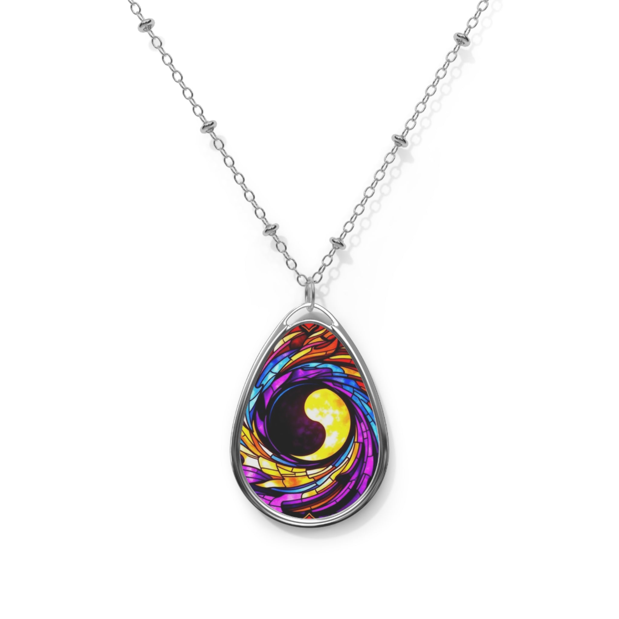 Colorful Swirl Teardrop Pendant Necklace