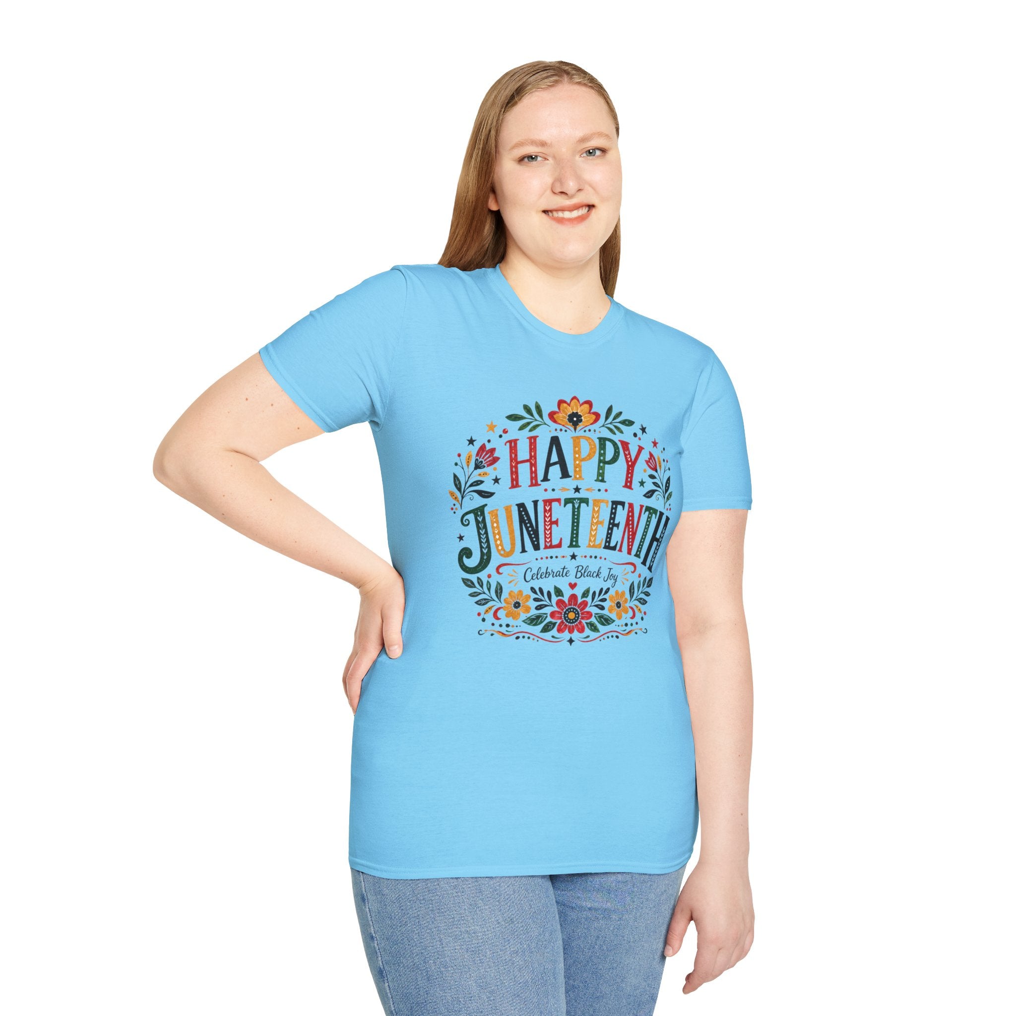 Juneteenth T-Shirt — "Happy Juneteenth" Floral Celebration Tee