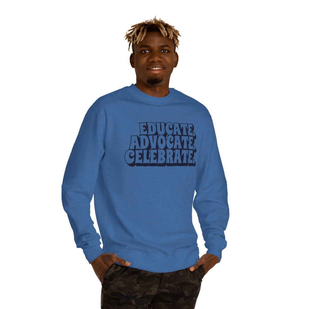 Sudadera unisex de cuello redondo "Educar, defender y celebrar" - Empowerment Apparel