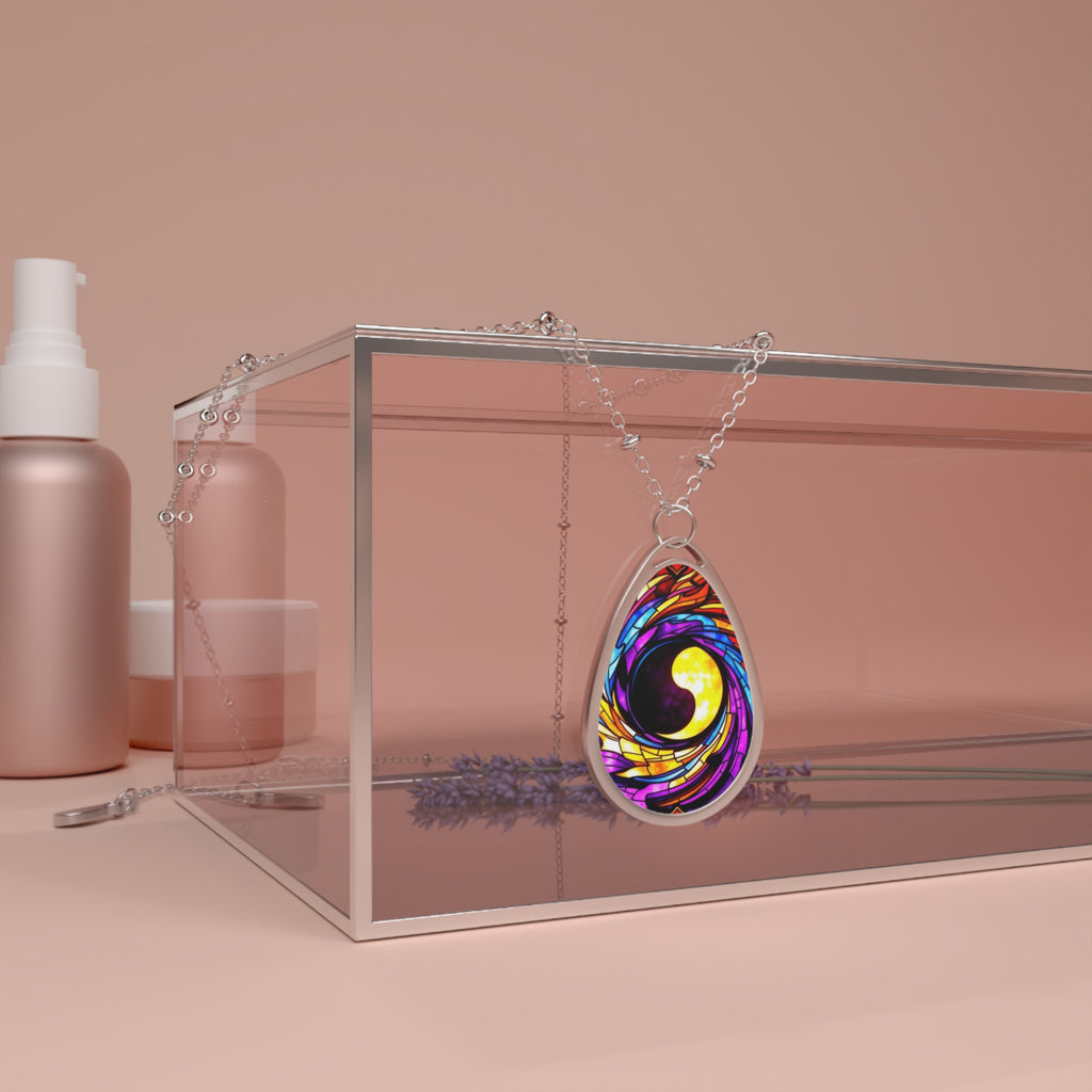 Colorful Swirl Teardrop Pendant Necklace