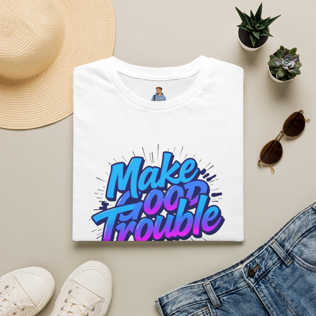 Make Good Trouble Blue Graphic Unisex T-Shirt - Fun & Bold Design for Everyday Wear
