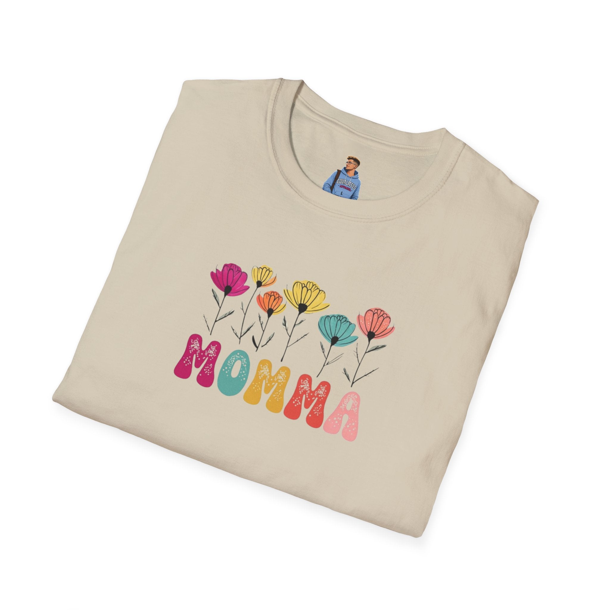 Camiseta unisex de estilo suave con estampado floral 'Momma': perfecta para el Día de la Madre y para usar todos los días