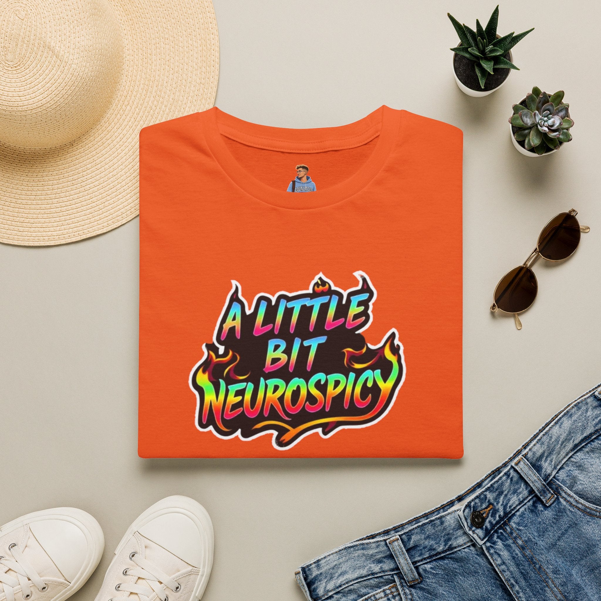 Camiseta unisex de estilo suave A Little Bit Neurospicy: camiseta gráfica divertida y peculiar para la conciencia neurodivergente