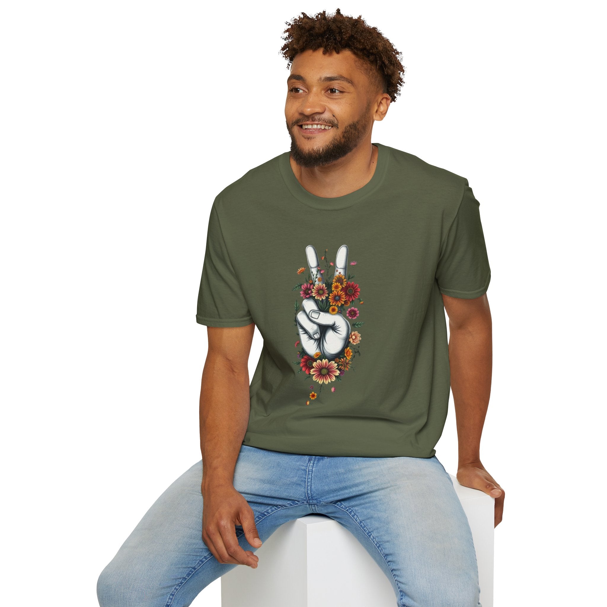 Camiseta unisex de estilo suave Grow Peace: inspiración boho, perfecta para festivales y uso diario
