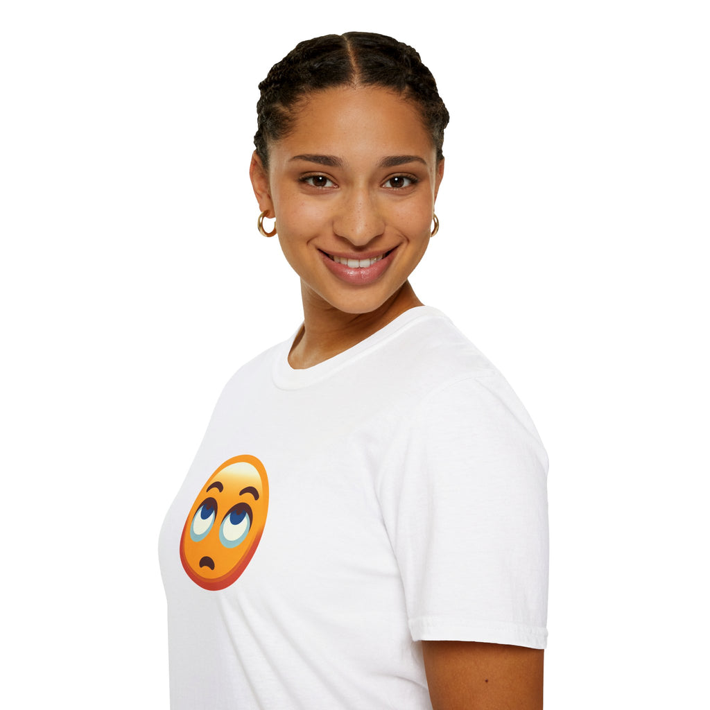 Camiseta unisex de estilo suave con emoji de ojos en blanco | Camiseta gráfica informal para el día a día