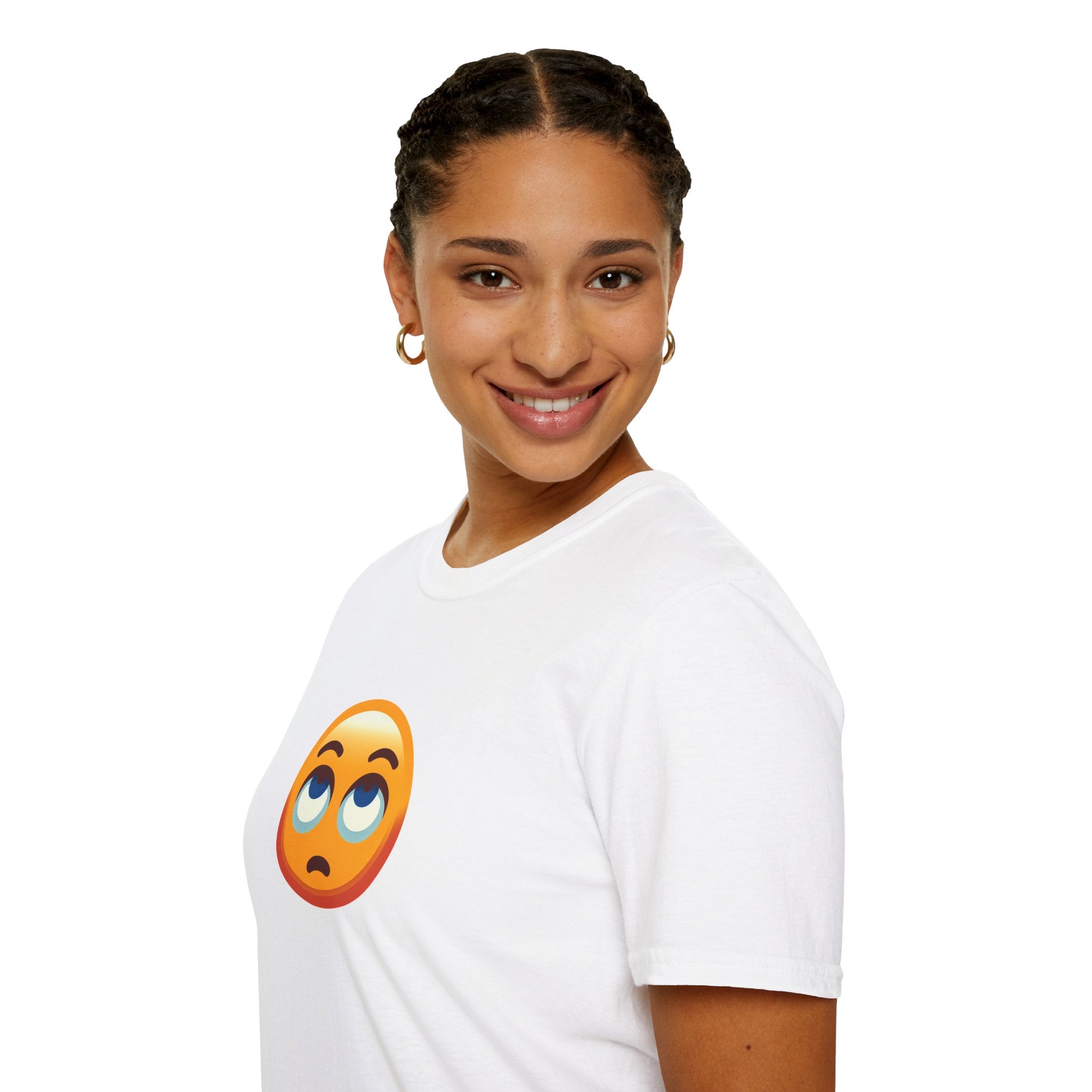 Camiseta unisex de estilo suave con emoji de ojos en blanco | Camiseta gráfica informal para el día a día