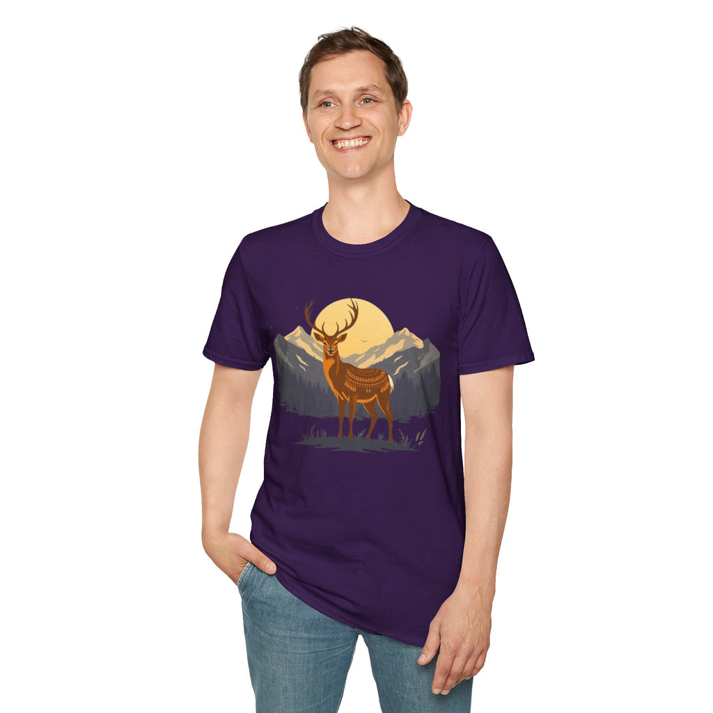 Mountain Sunset Deer Unisex Softstyle T-Shirt