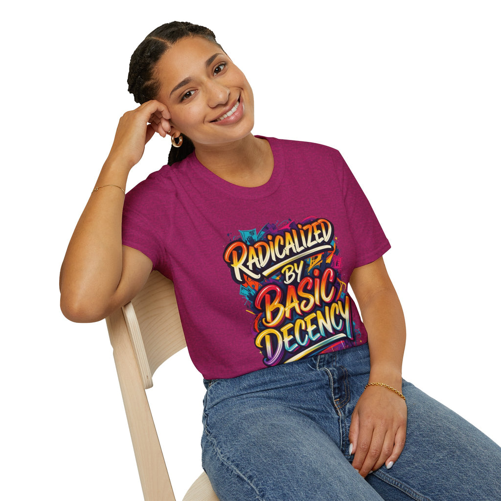 Radicalized by Basic Decency T-Shirt Colorful Graffiti Typography