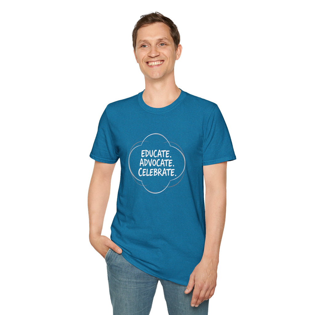 Subtle Pride Educate Advocate Celebrate Minimalist T-Shirt for Every Occasion