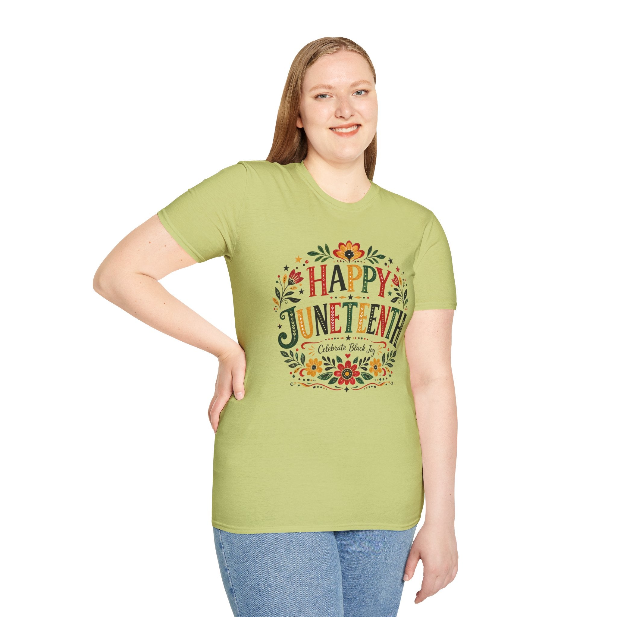 Juneteenth T-Shirt — "Happy Juneteenth" Floral Celebration Tee
