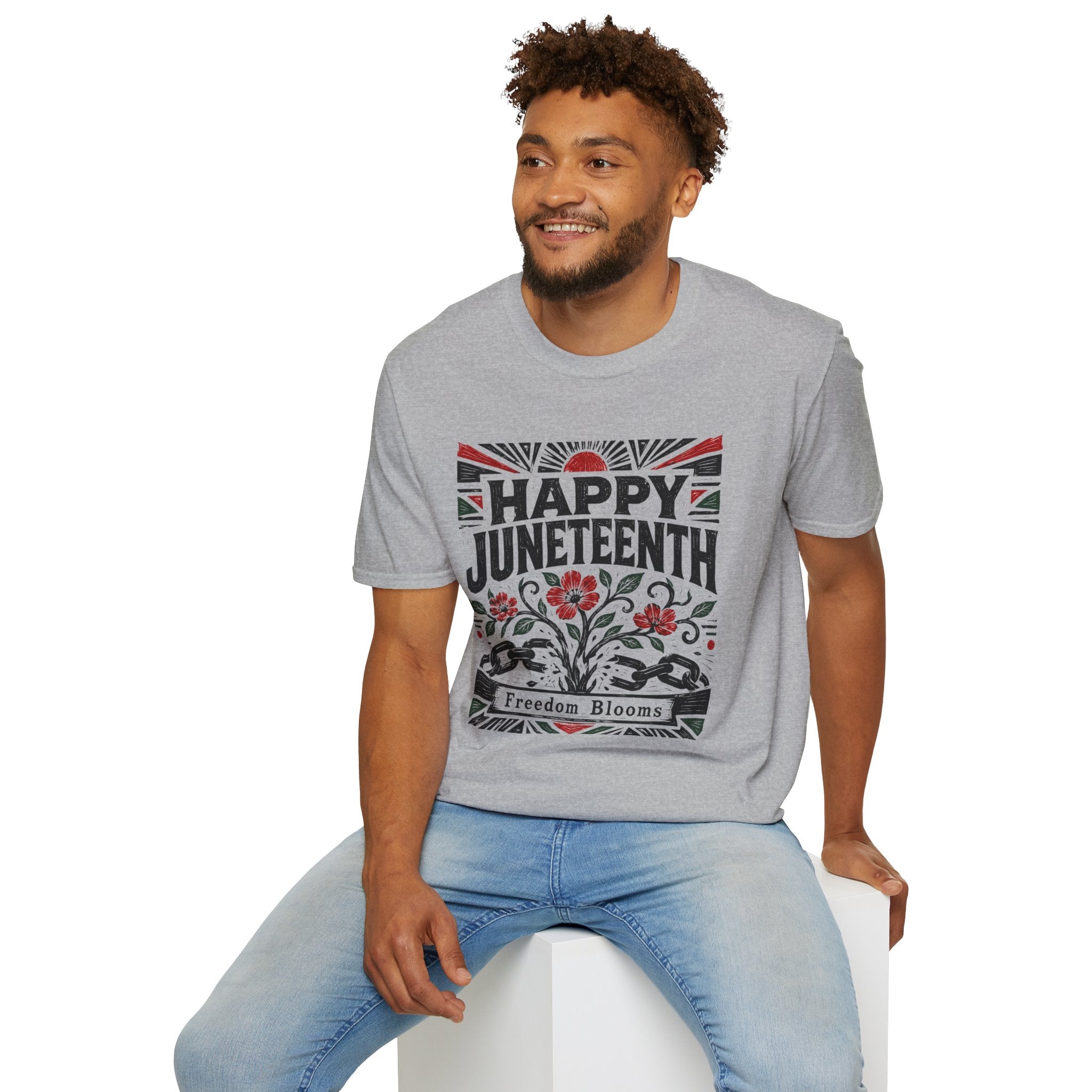 Juneteenth T-Shirt — "Happy Juneteenth" Floral Freedom Tee