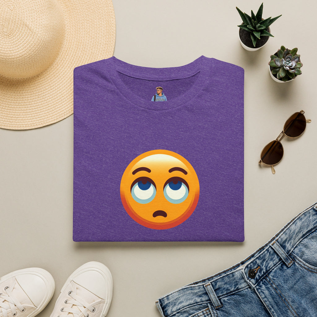 Camiseta unisex de estilo suave con emoji de ojos en blanco | Camiseta gráfica informal para el día a día