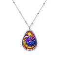 Moon and Waves Teardrop Pendant Necklace