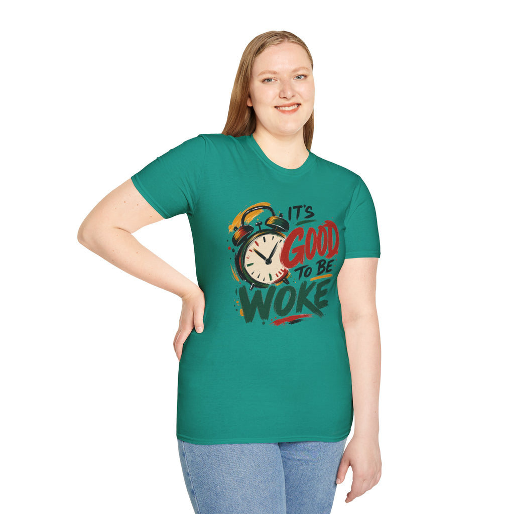 T-Shirt — "It's Good To Be Woke" Graphic Tee (Alarm Clock Design)