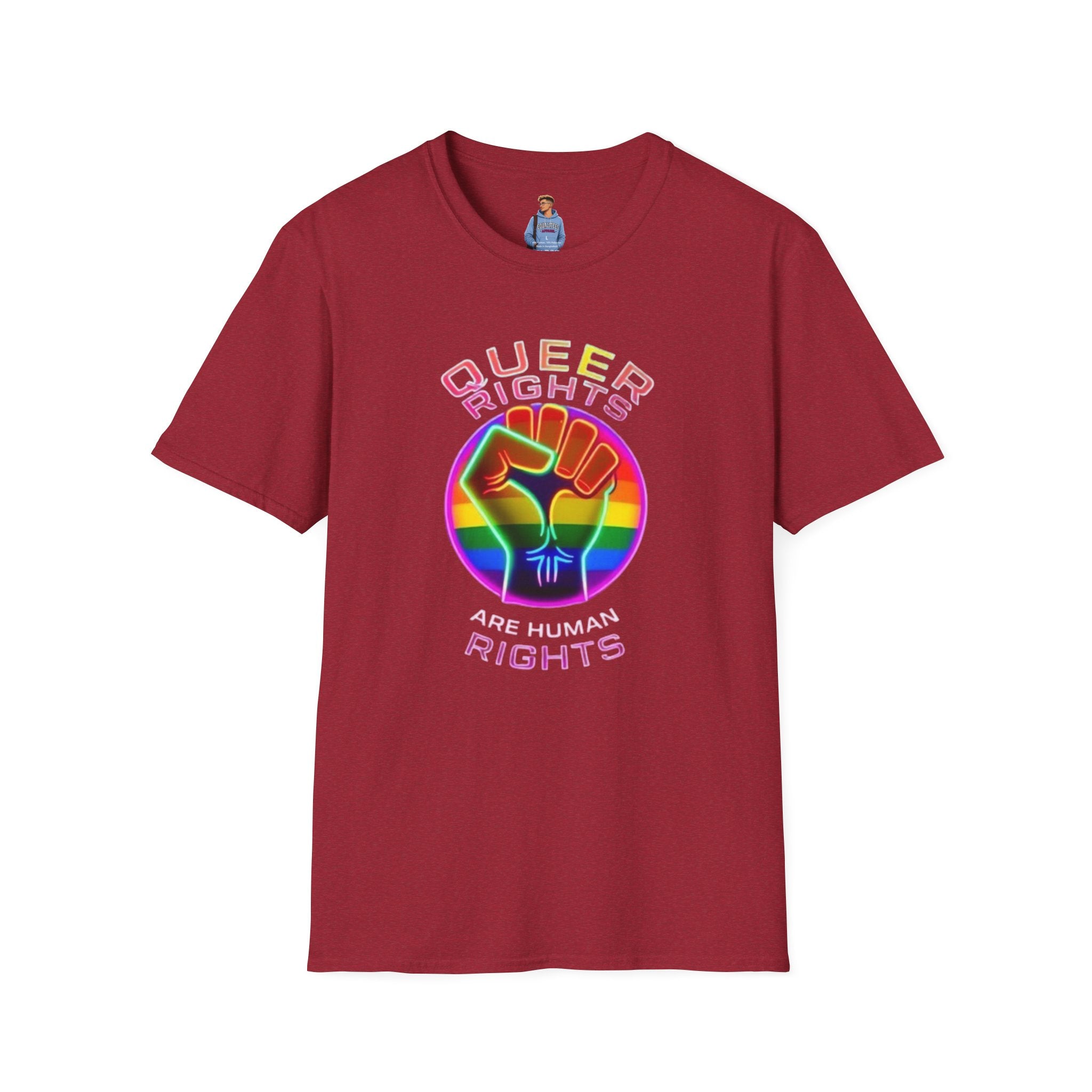 Camiseta unisex de estilo suave: "Los derechos queer son derechos humanos".