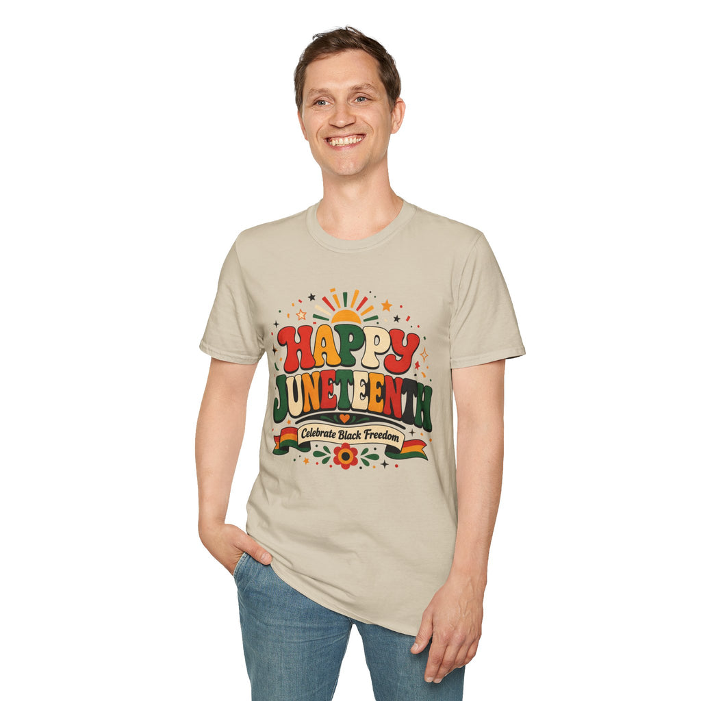 Juneteenth T-Shirt - "Happy Juneteenth" Retro Celebration Tee