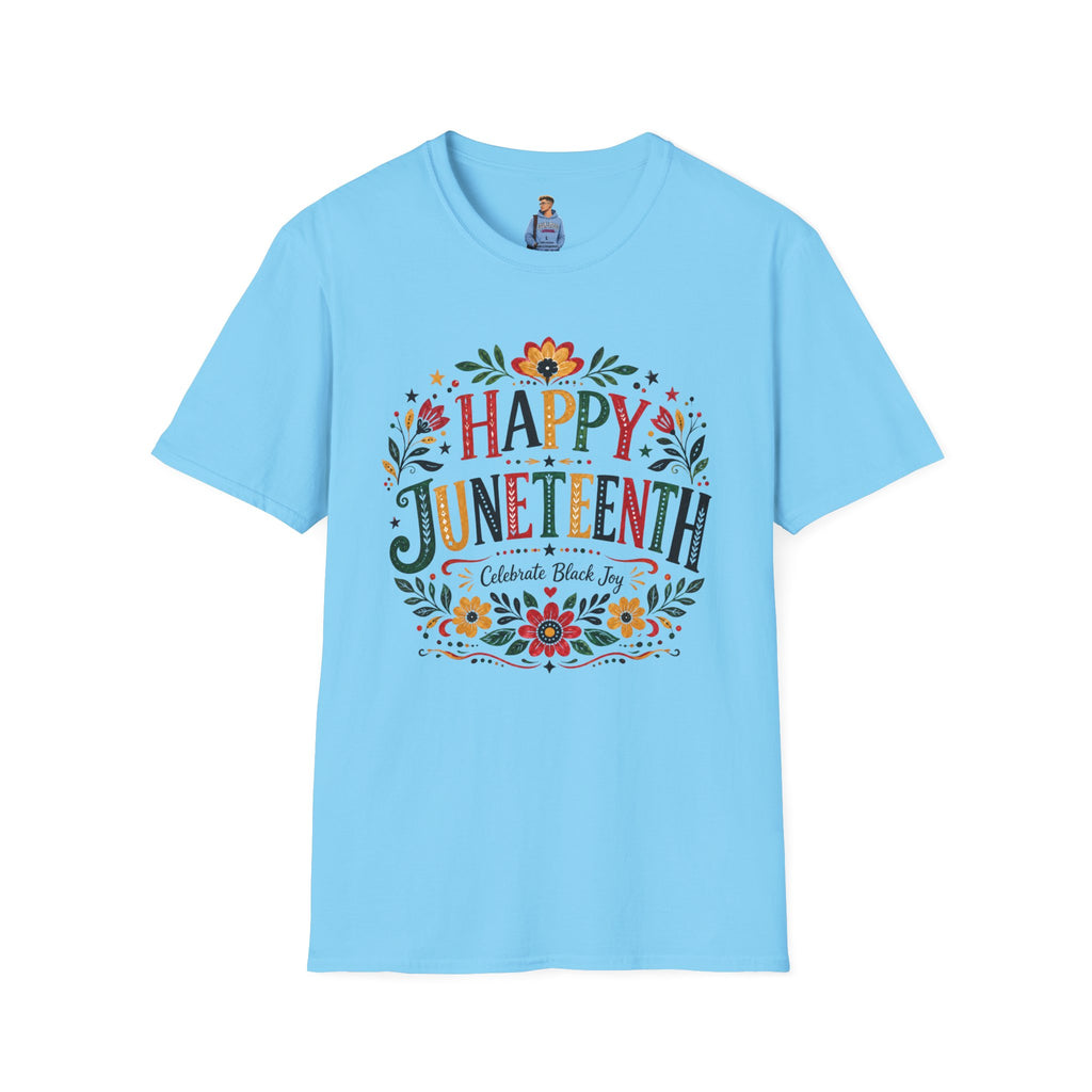 Juneteenth T-Shirt — "Happy Juneteenth" Floral Celebration Tee