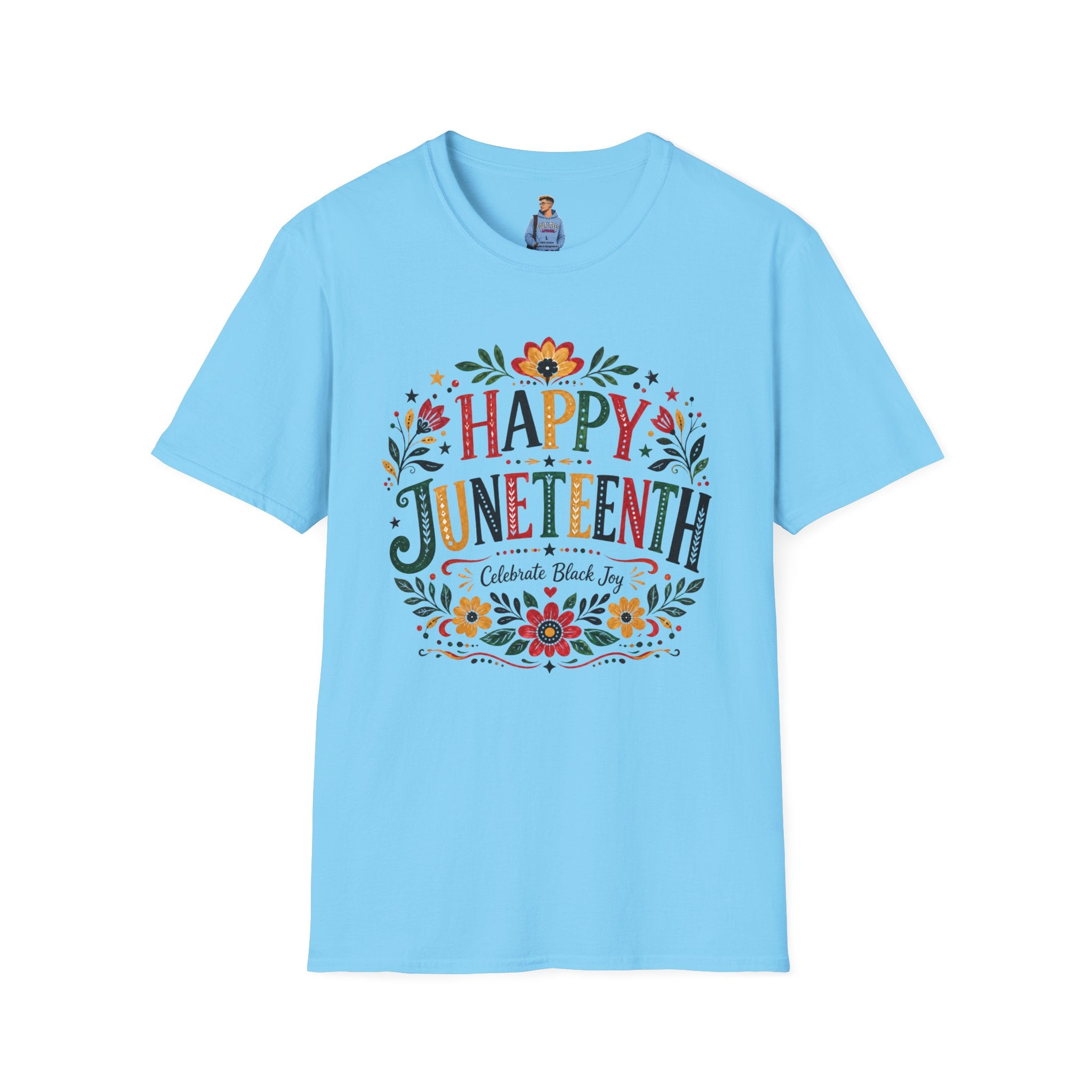 Juneteenth T-Shirt — "Happy Juneteenth" Floral Celebration Tee