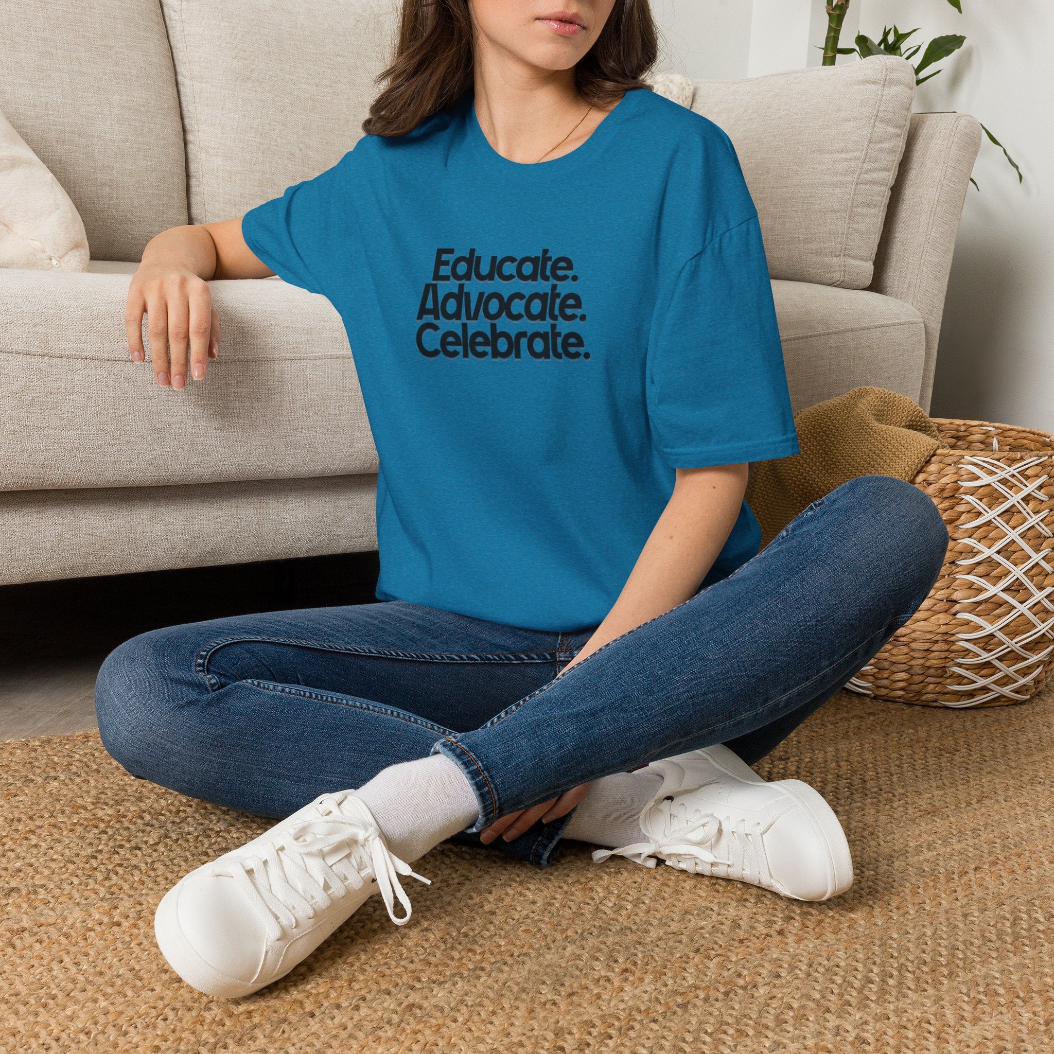 Teacher Advocate T-Shirt - Subtle Pride Educate Advocate Celebrate Design
