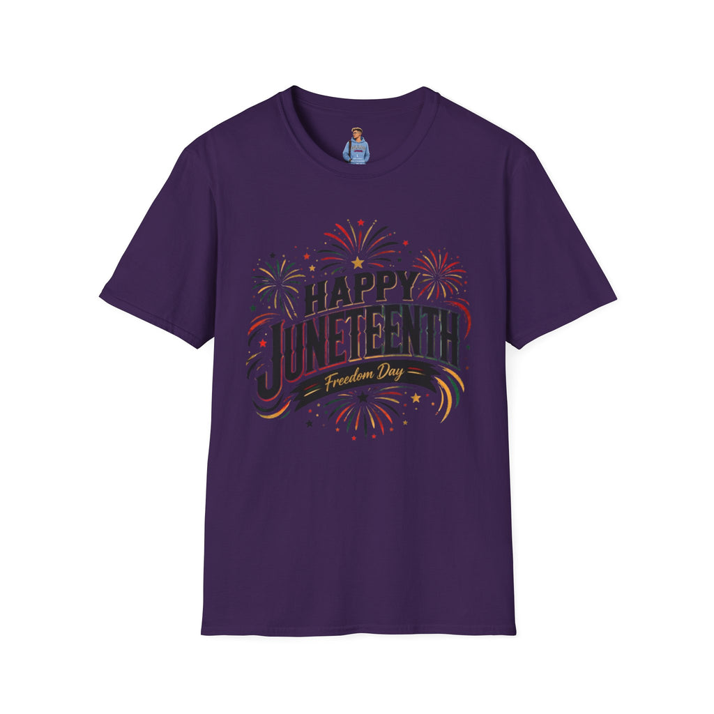Juneteenth T-Shirt - "Happy Juneteenth" Fireworks Celebration Tee