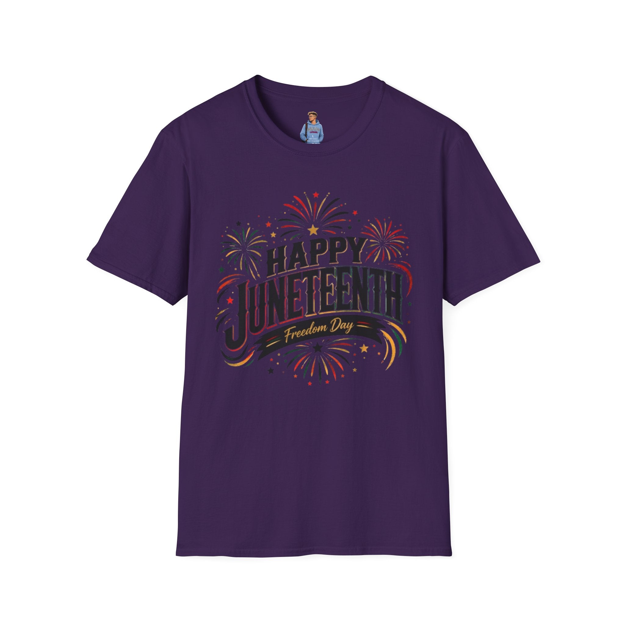 Juneteenth T-Shirt - "Happy Juneteenth" Fireworks Celebration Tee