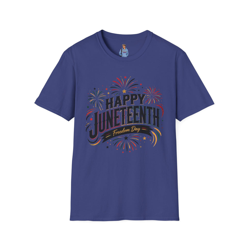Juneteenth T-Shirt - "Happy Juneteenth" Fireworks Celebration Tee
