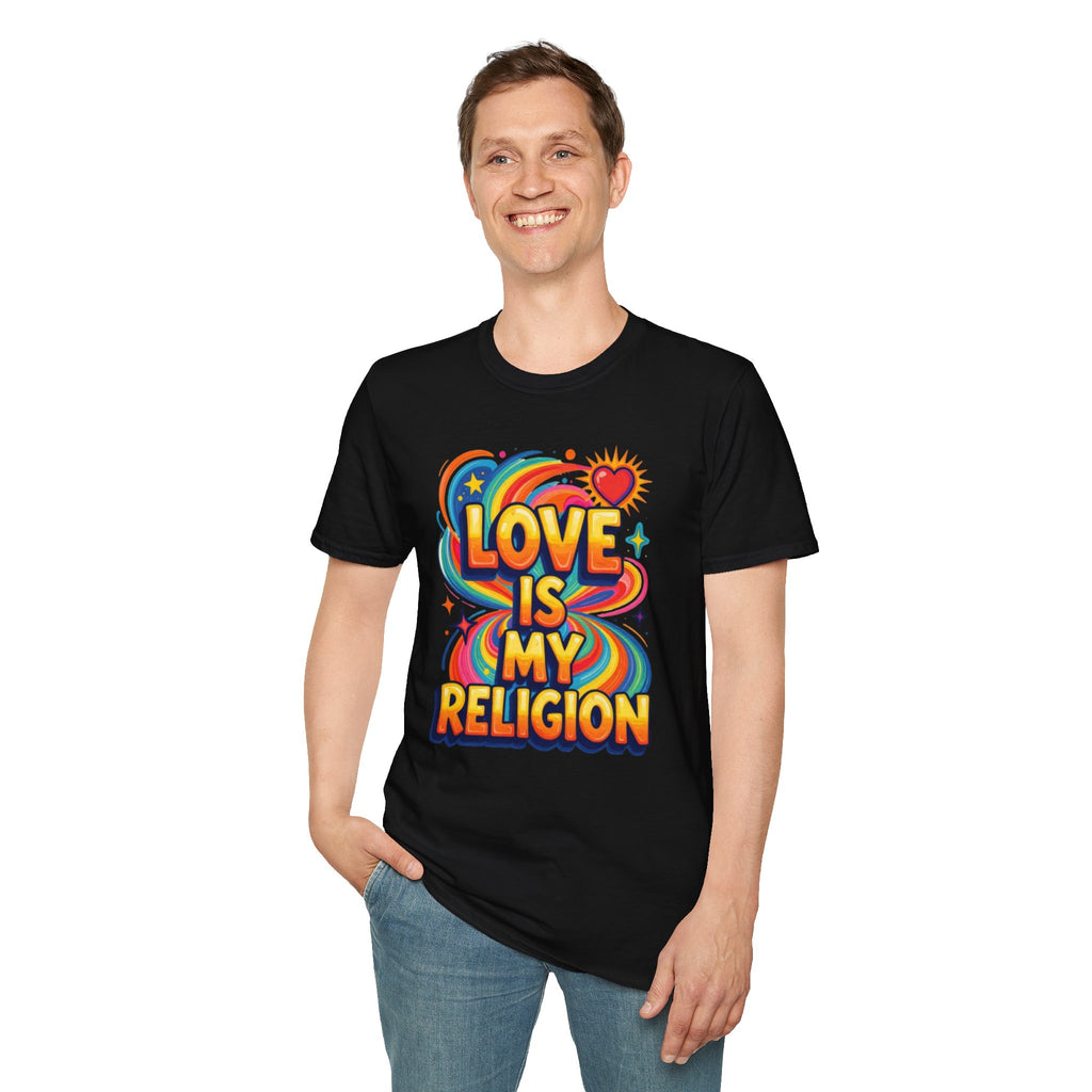 Love Is My Religion Retro Rainbow Graphic T-shirt