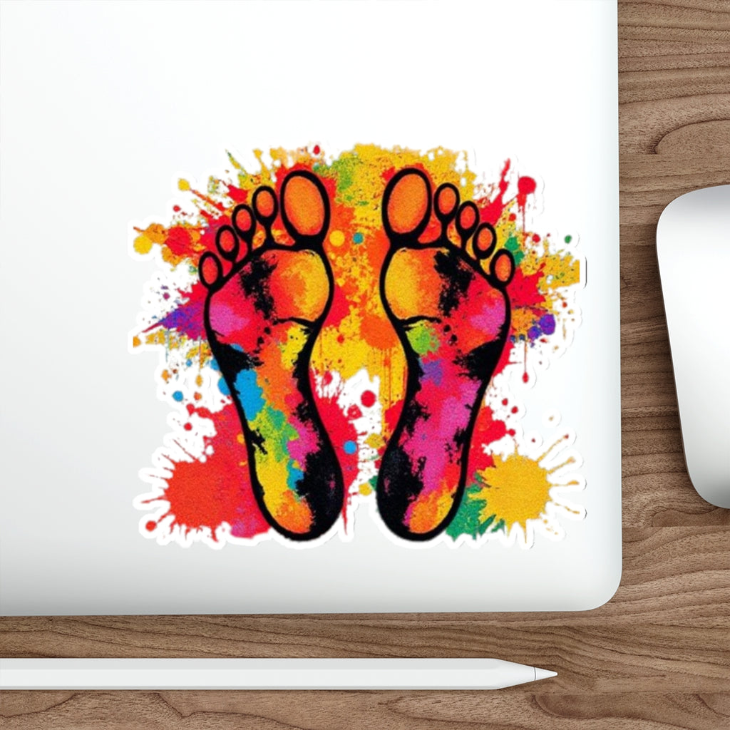 Die-Cut Stickers - Rainbow Feet Splattered Paint - EqualiTees.Me