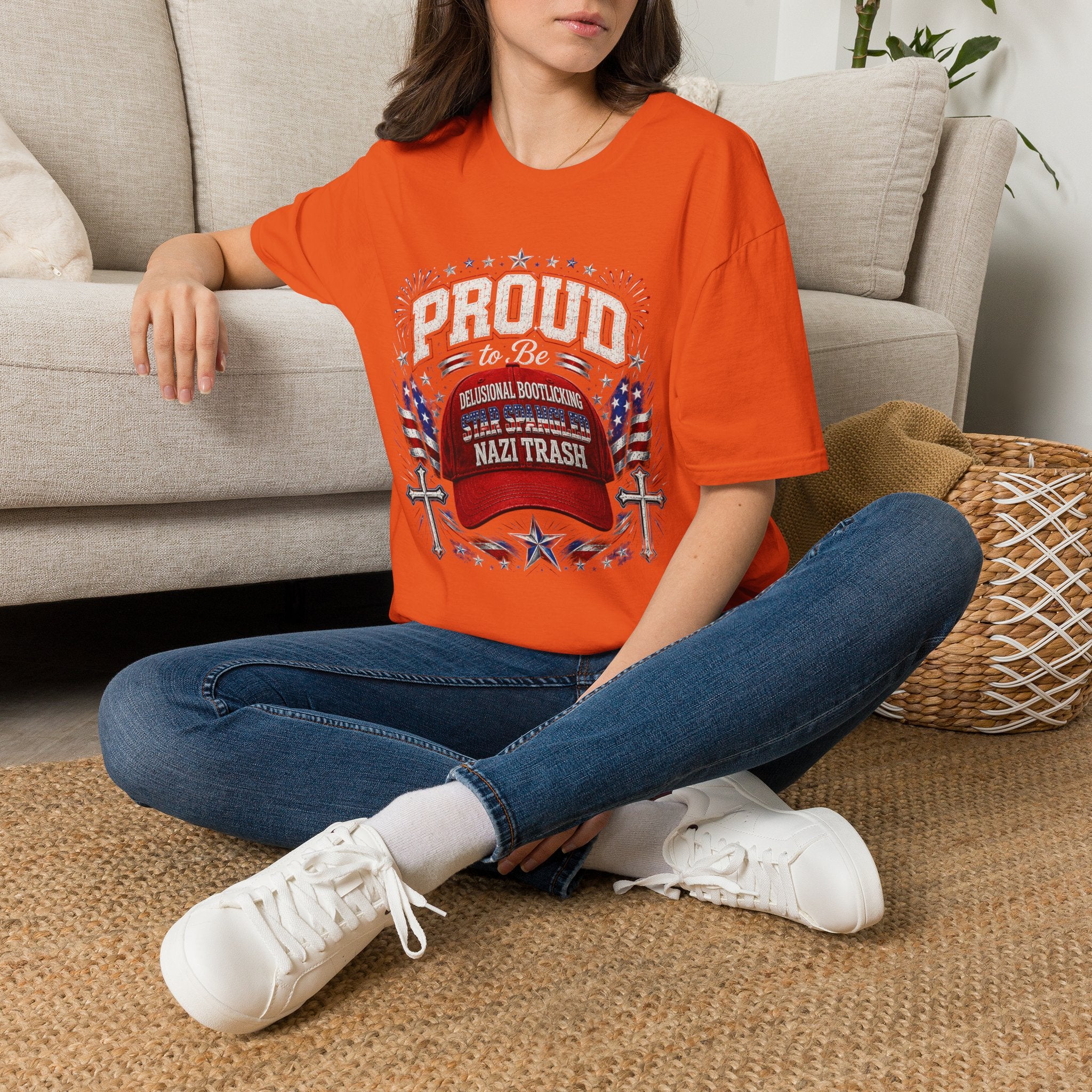 Star Spangled Awesome Graphic Tee ("Proud to Be Delusional Bootlicking Nazi Trash")