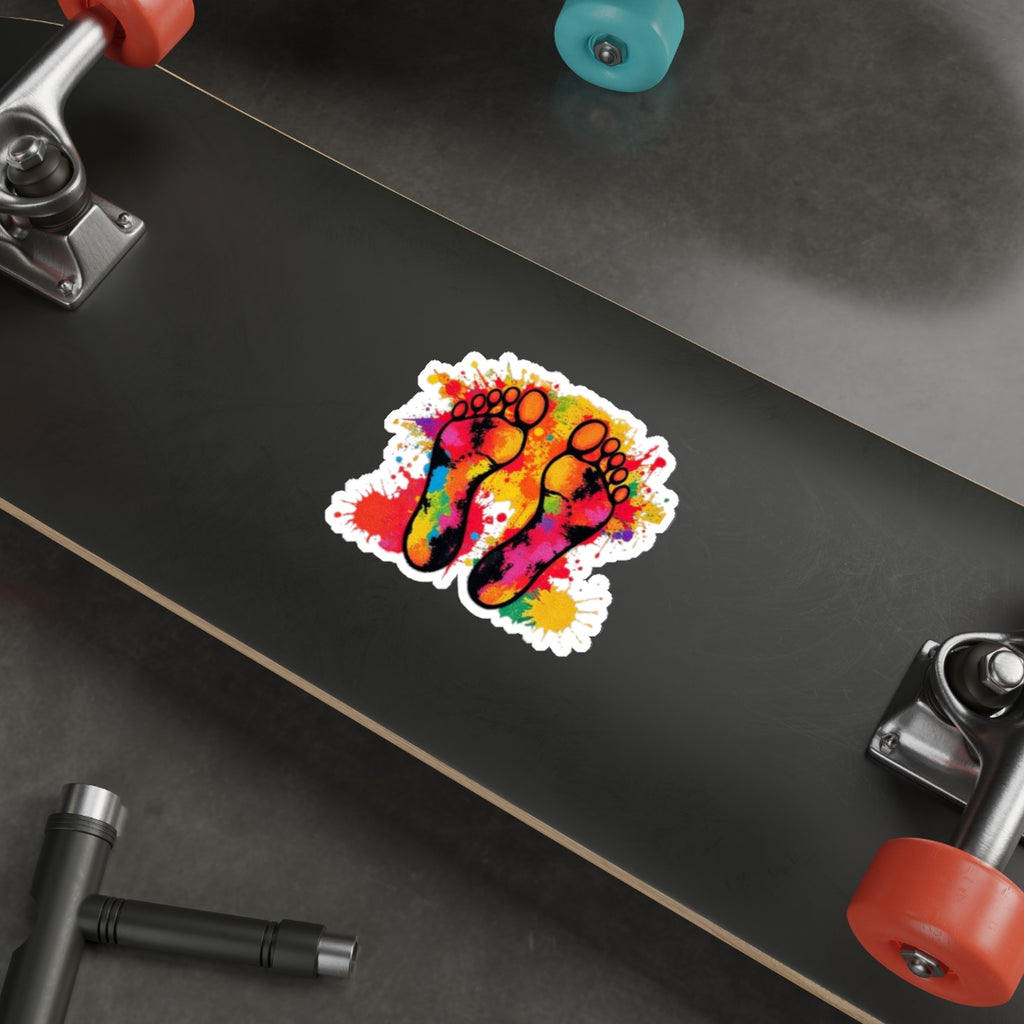 Die-Cut Stickers - Rainbow Feet Splattered Paint - EqualiTees.Me