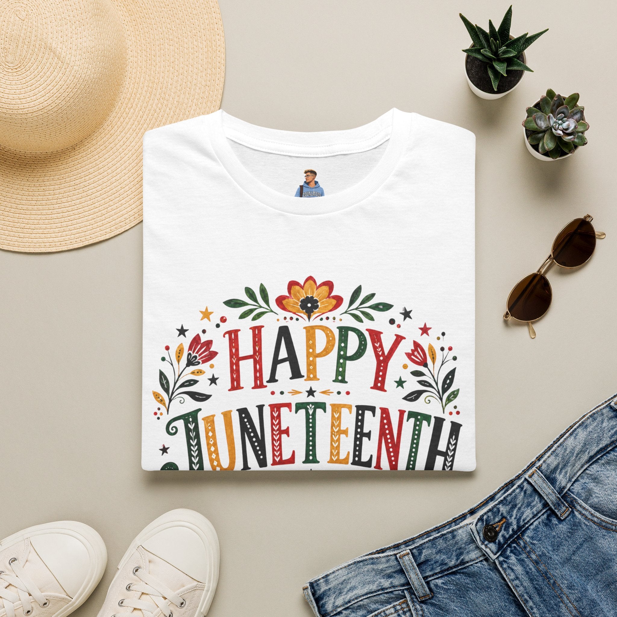Juneteenth T-Shirt — "Happy Juneteenth" Floral Celebration Tee