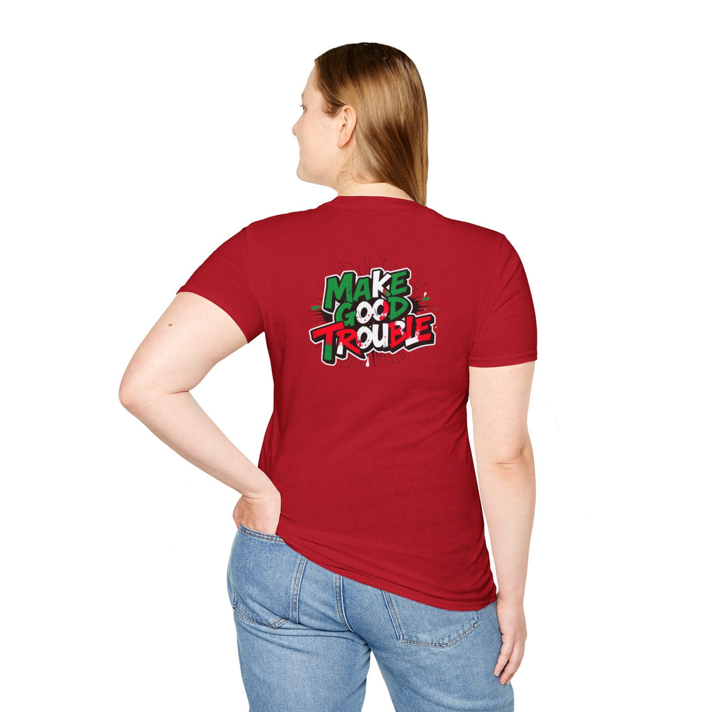 Camiseta unisex de estilo suave Make Good Trouble | Divertida camiseta gráfica para activistas y creadores de tendencias