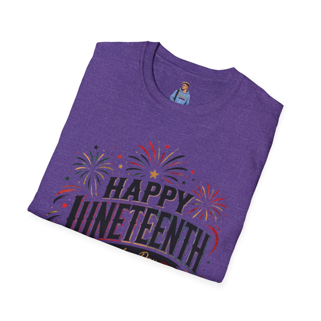 Juneteenth T-Shirt - "Happy Juneteenth" Fireworks Celebration Tee