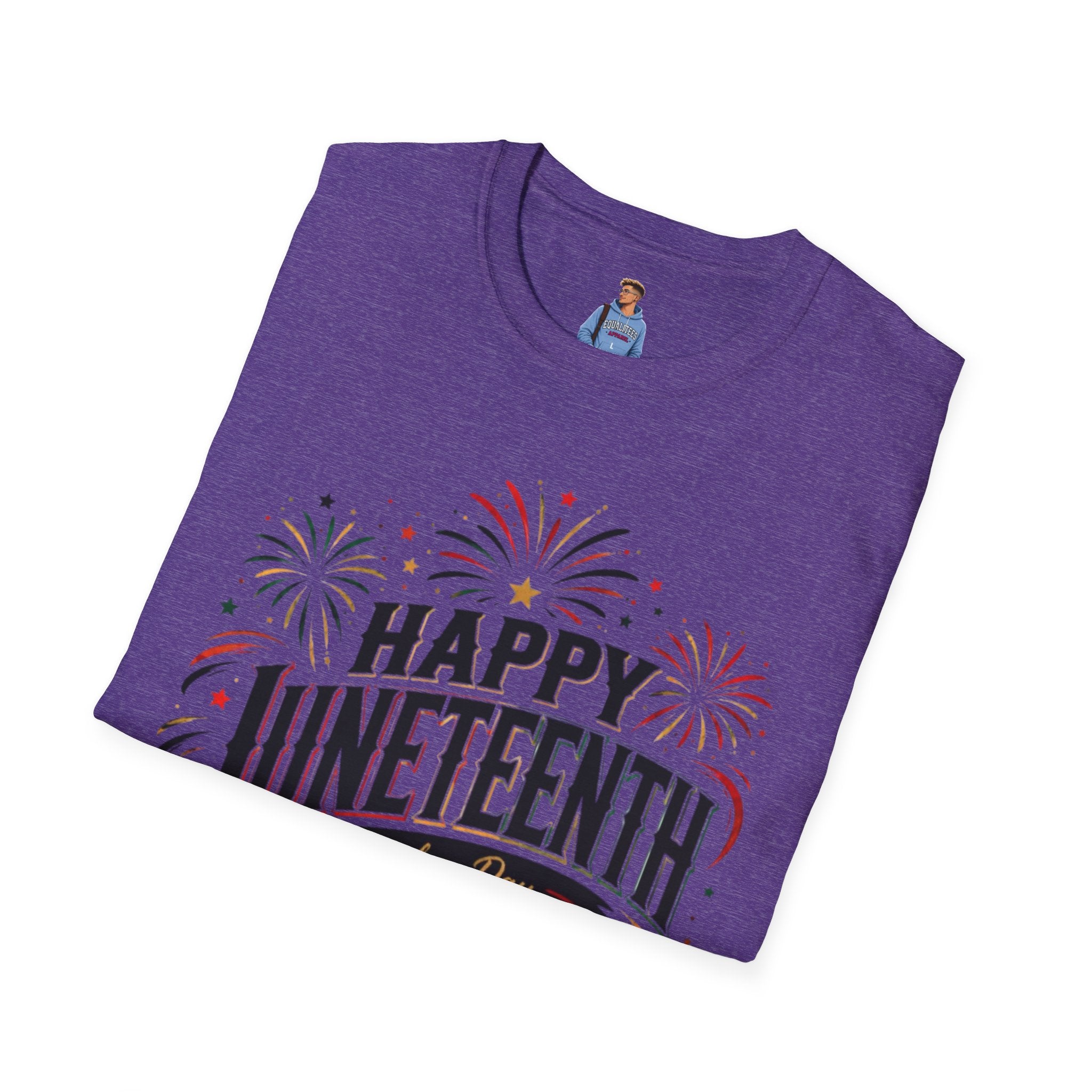 Juneteenth T-Shirt - "Happy Juneteenth" Fireworks Celebration Tee