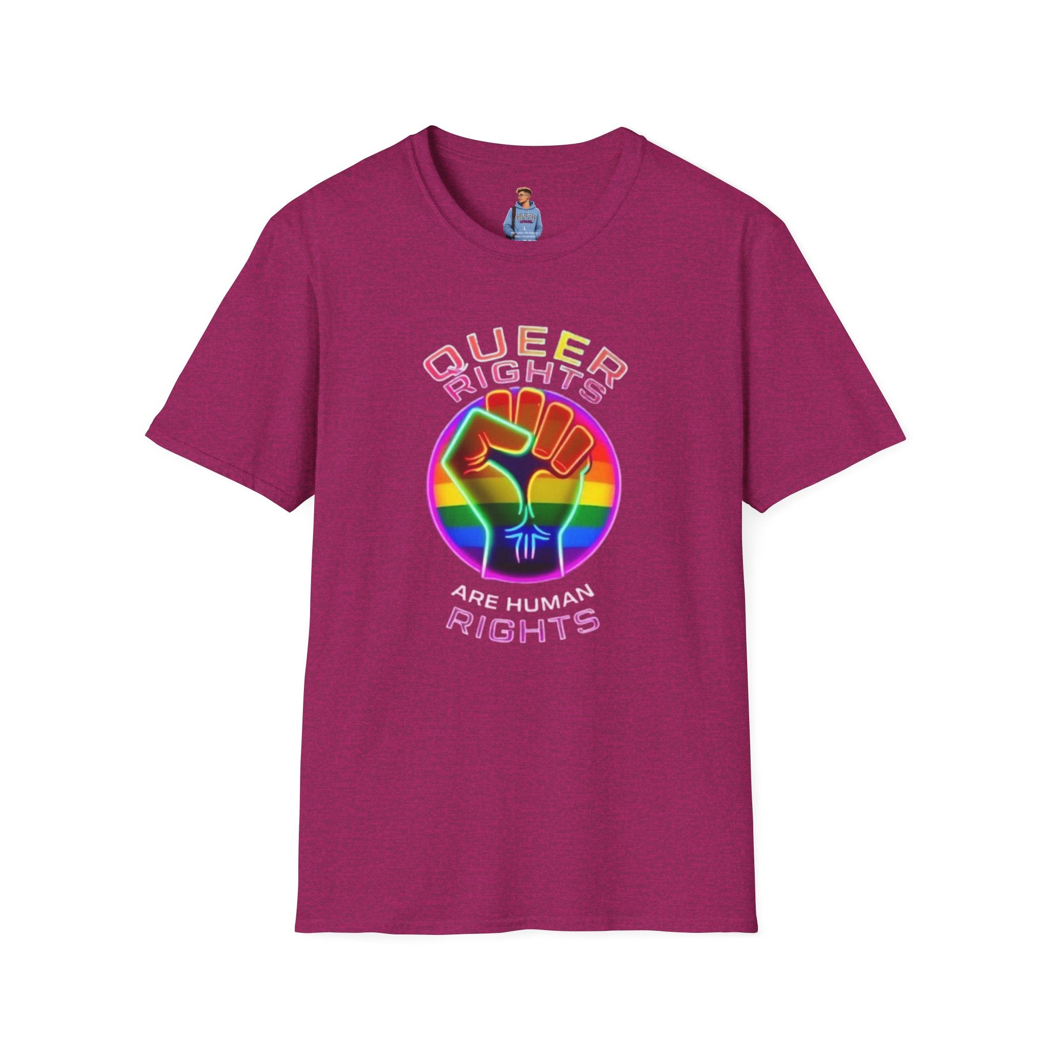 Camiseta unisex de estilo suave: "Los derechos queer son derechos humanos".