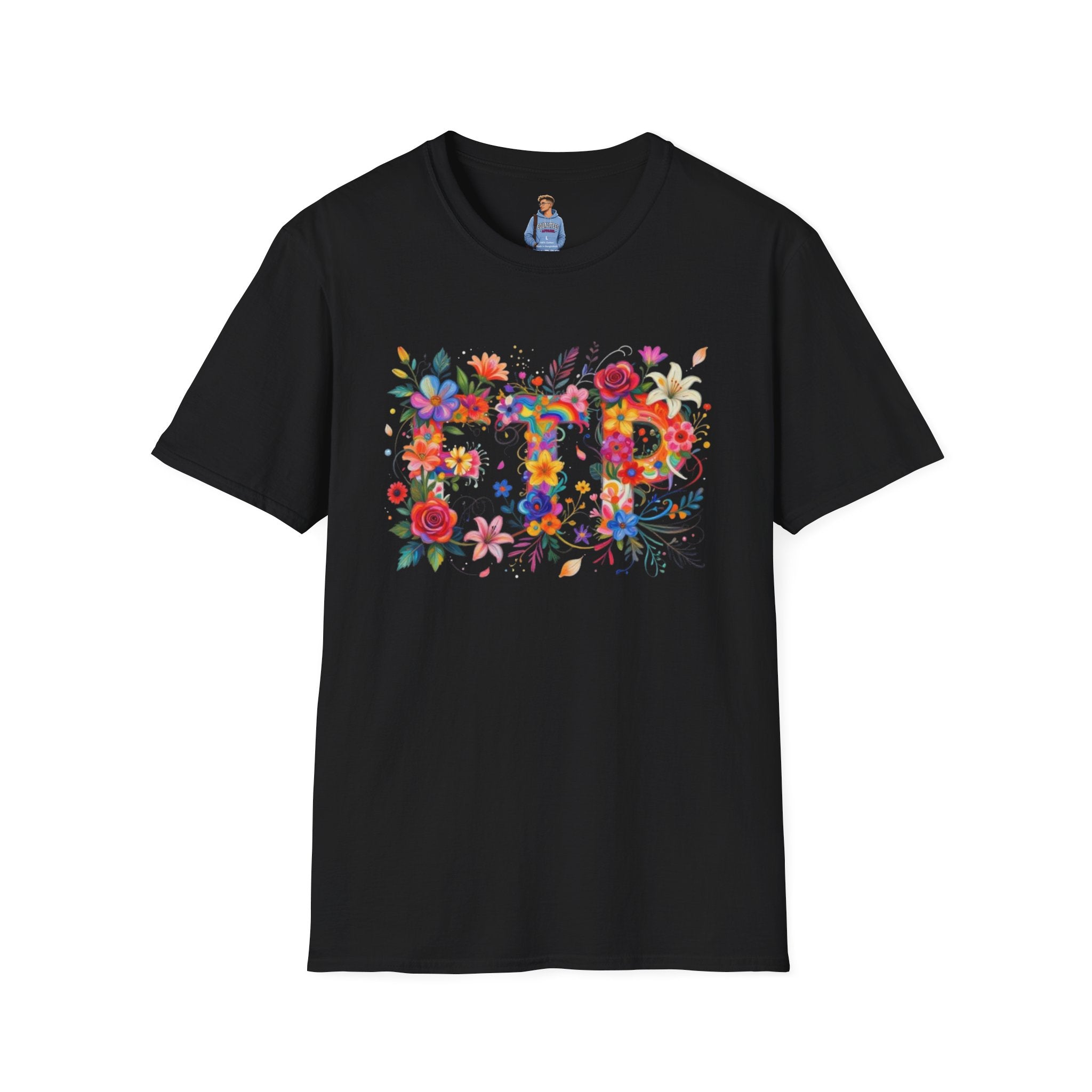 Floral 'FTP' Graphic T-Shirt