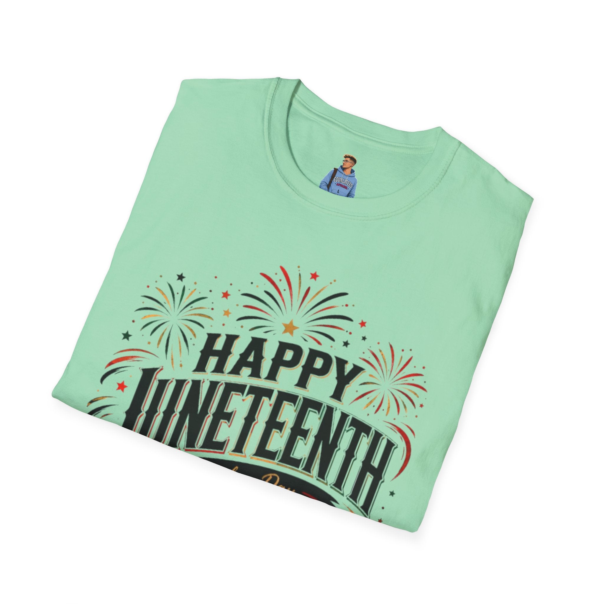 Juneteenth T-Shirt - "Happy Juneteenth" Fireworks Celebration Tee